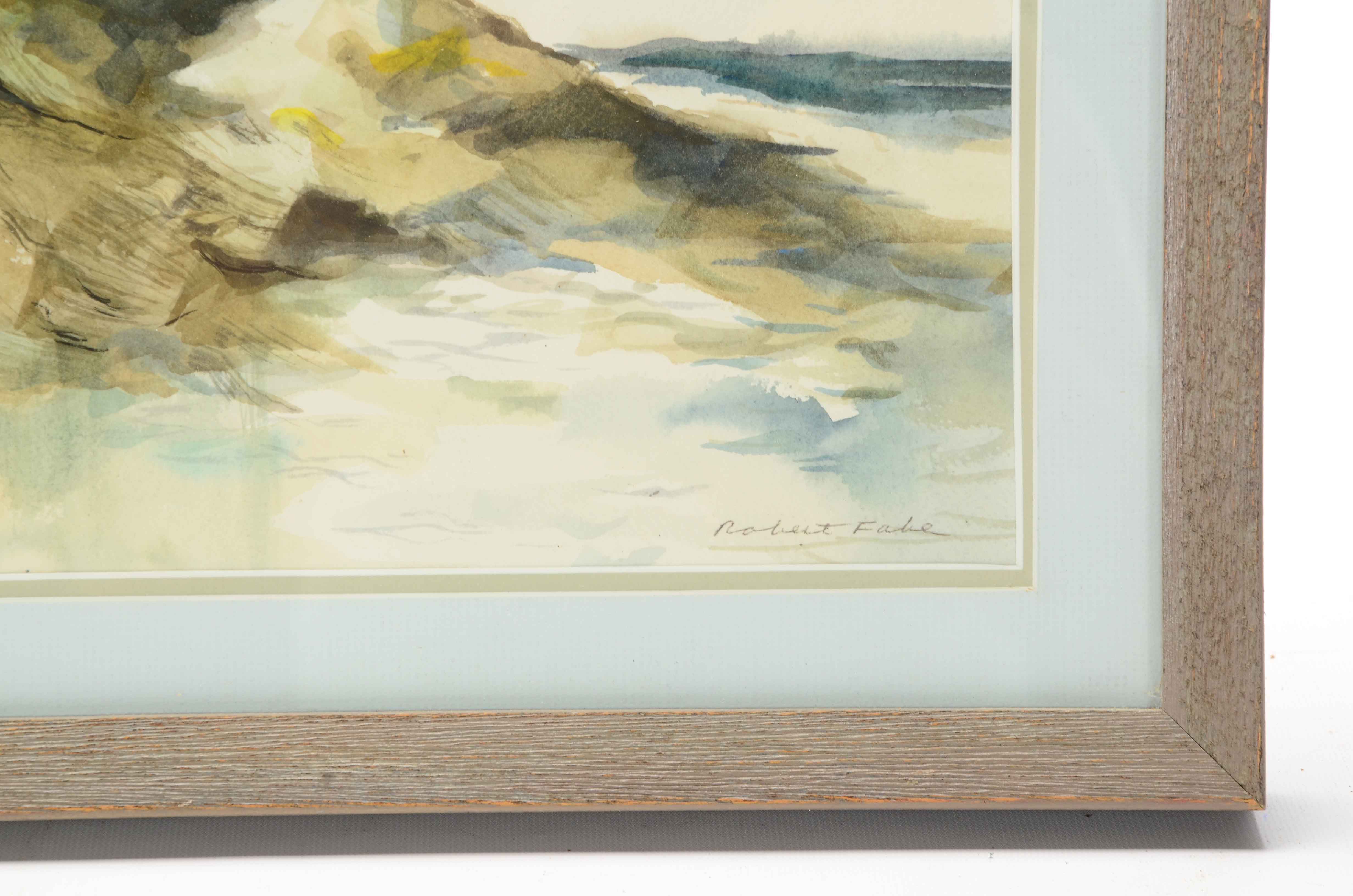 Robert Fabe Signed Original Watercolor Coastal Painting