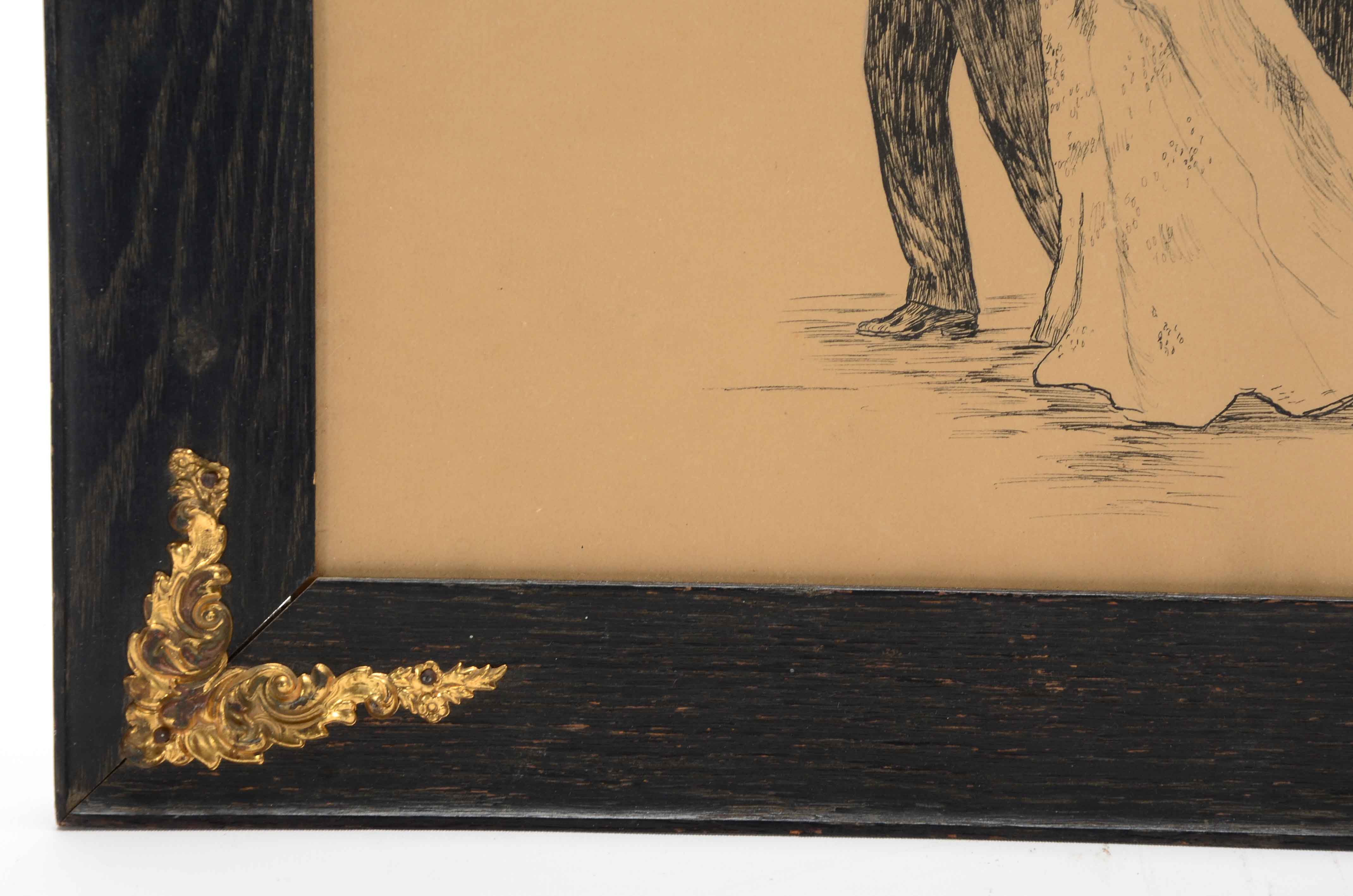 M.L.C. Original Ink Drawing of a Formal Event