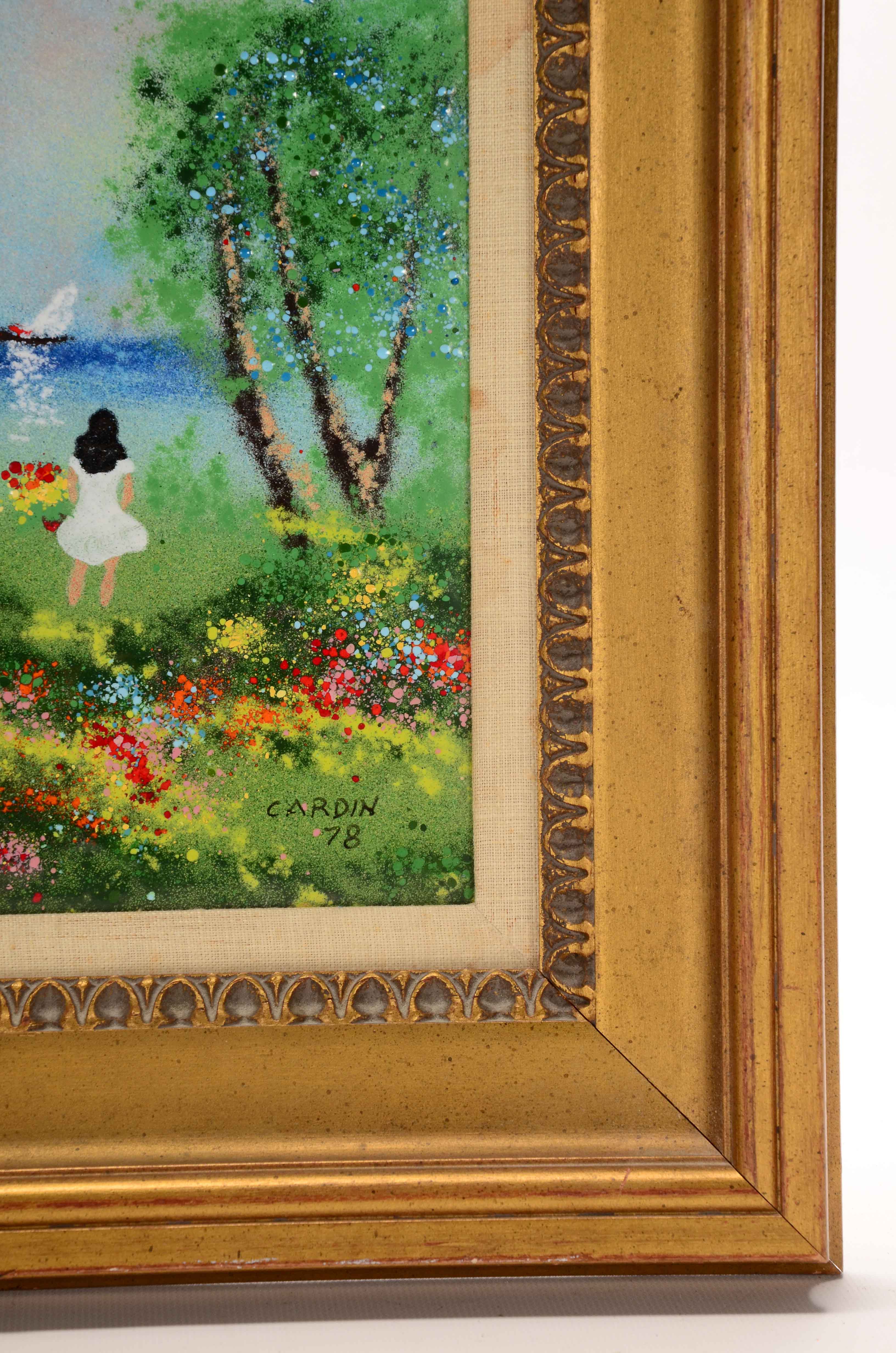 Louis Cardin Original Enamel Painting on Copper