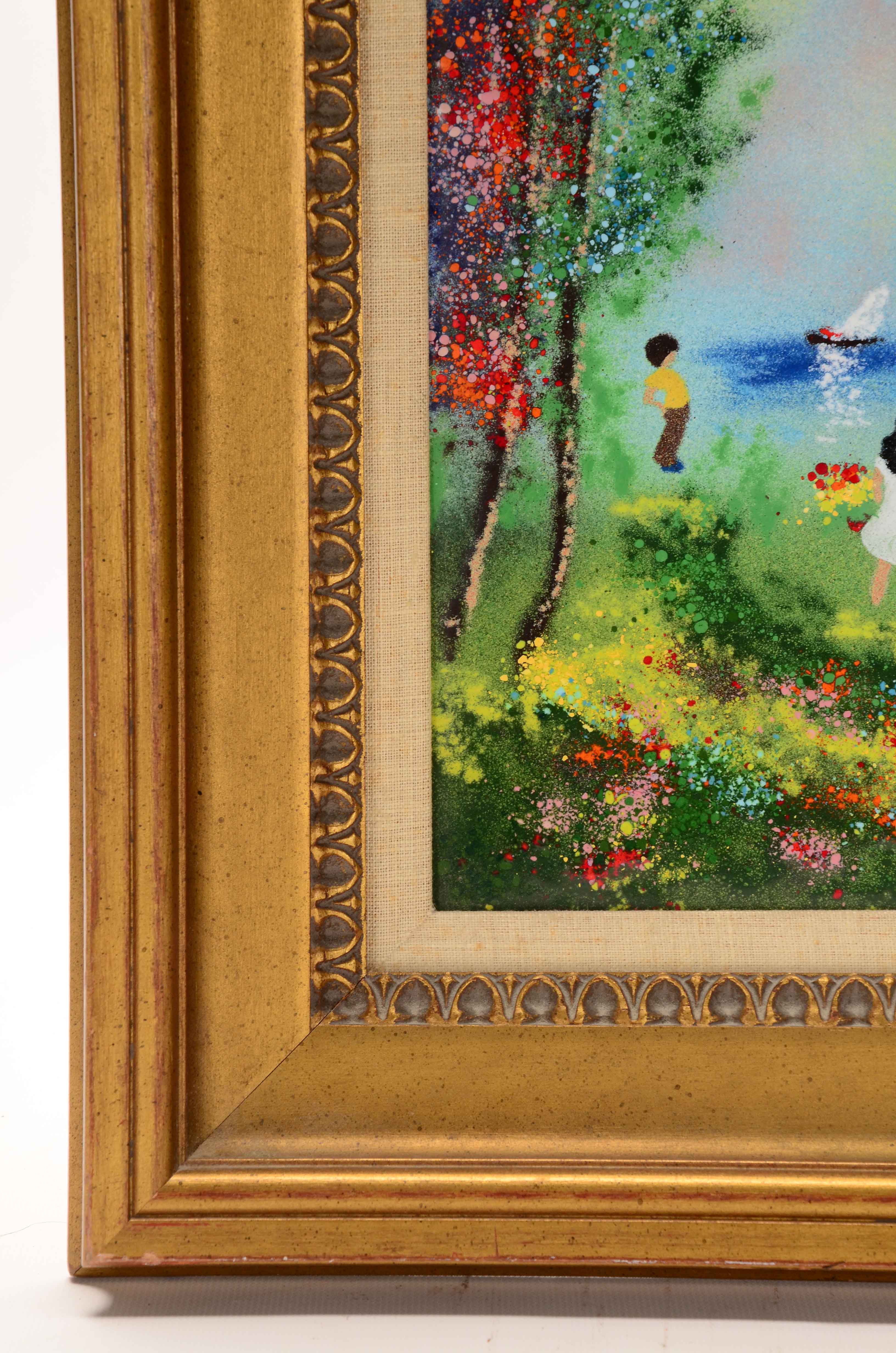 Louis Cardin Original Enamel Painting on Copper