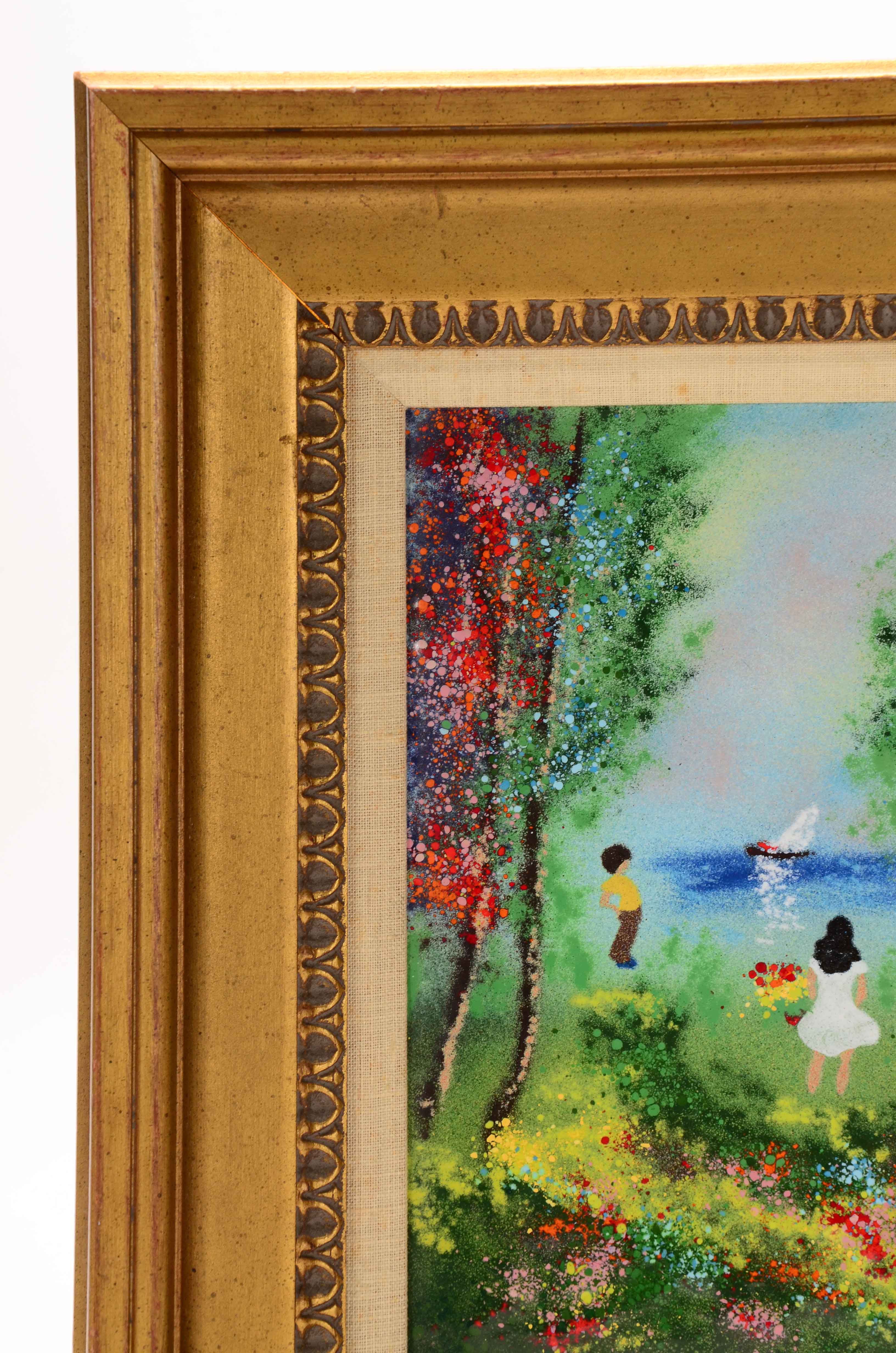 Louis Cardin Original Enamel Painting on Copper