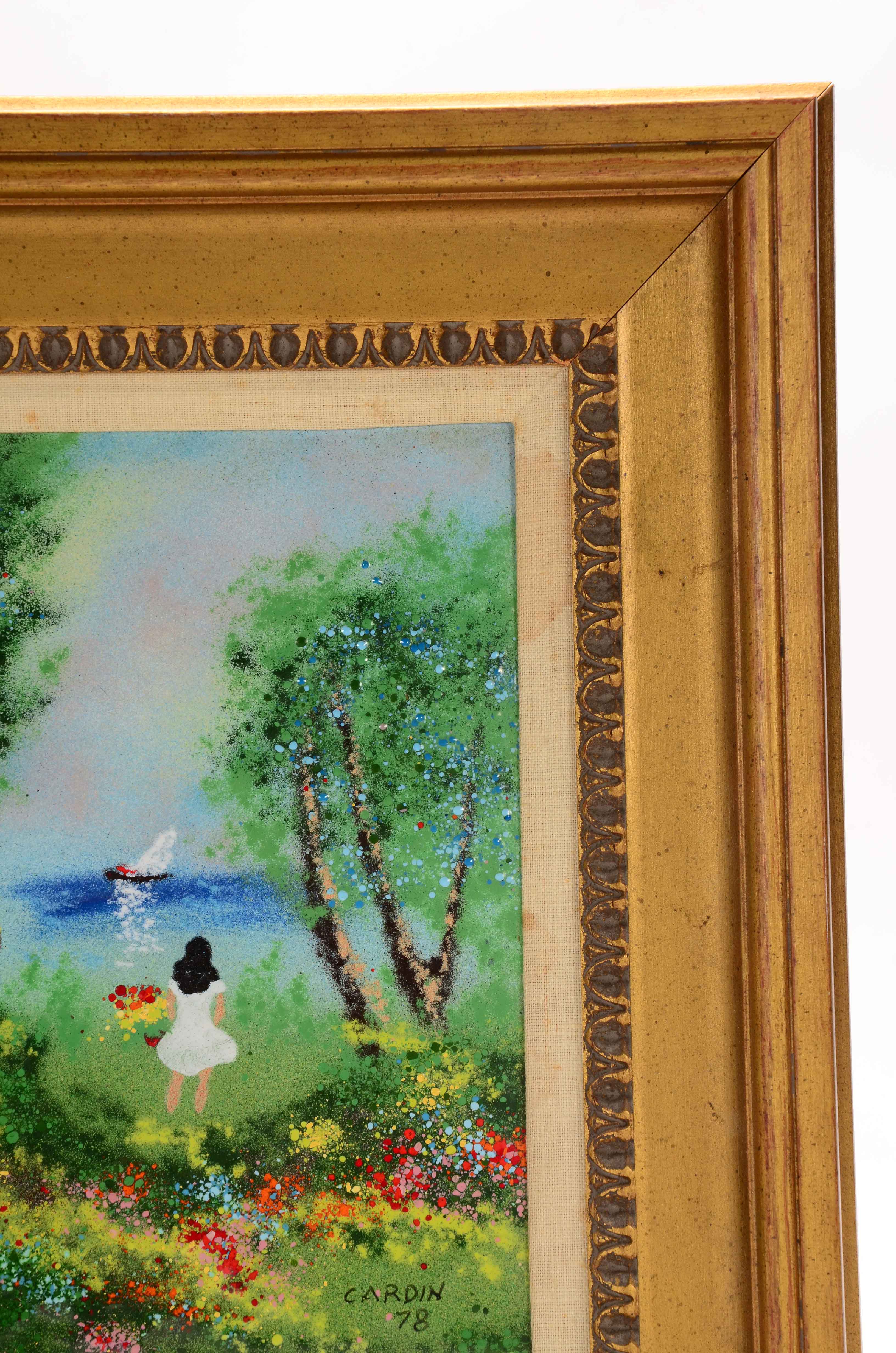 Louis Cardin Original Enamel Painting on Copper