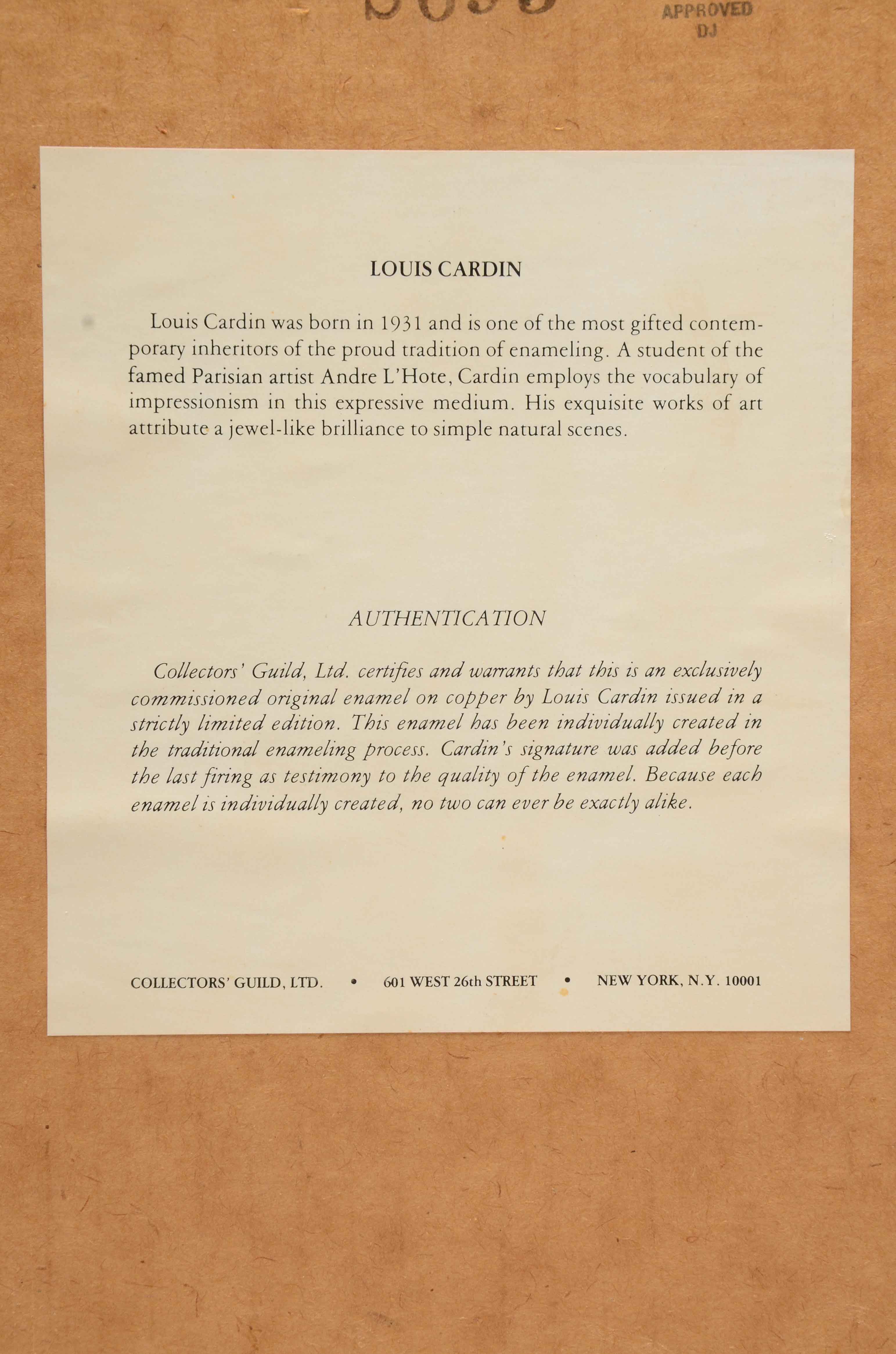 Louis Cardin Original Enamel Painting on Copper