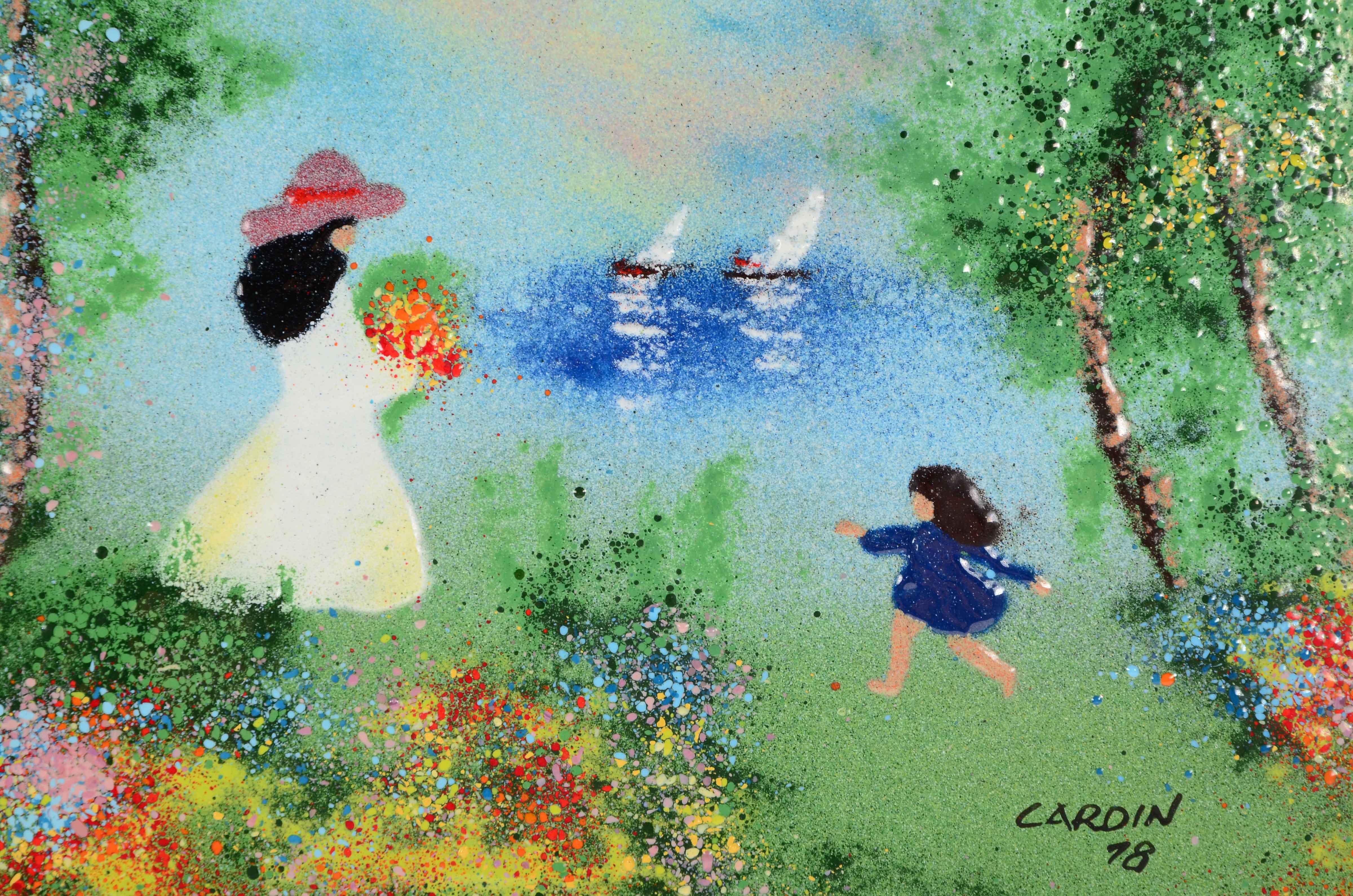 Louis Cardin Original Enamel Painting on Copper