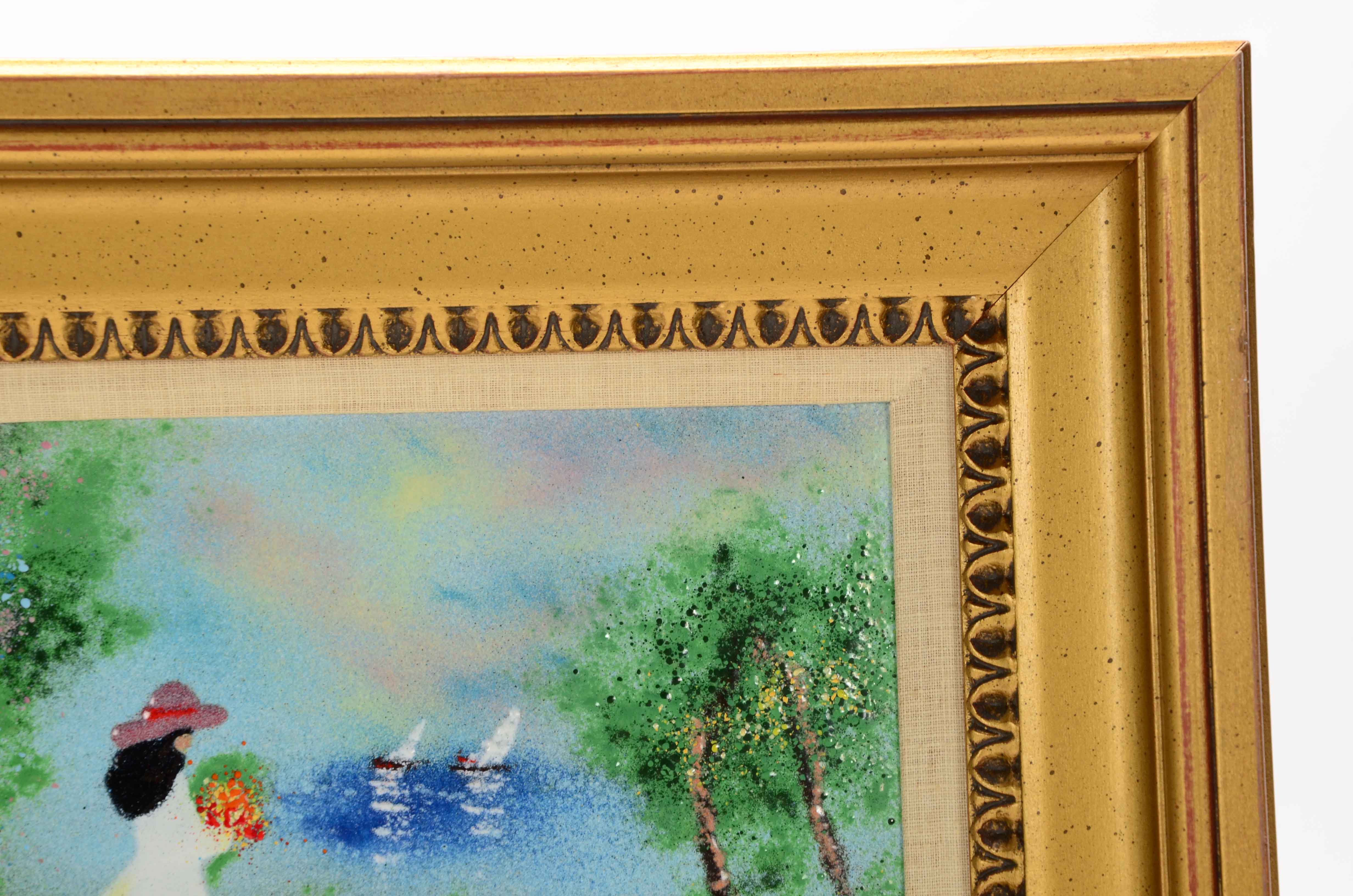 Louis Cardin Original Enamel Painting on Copper