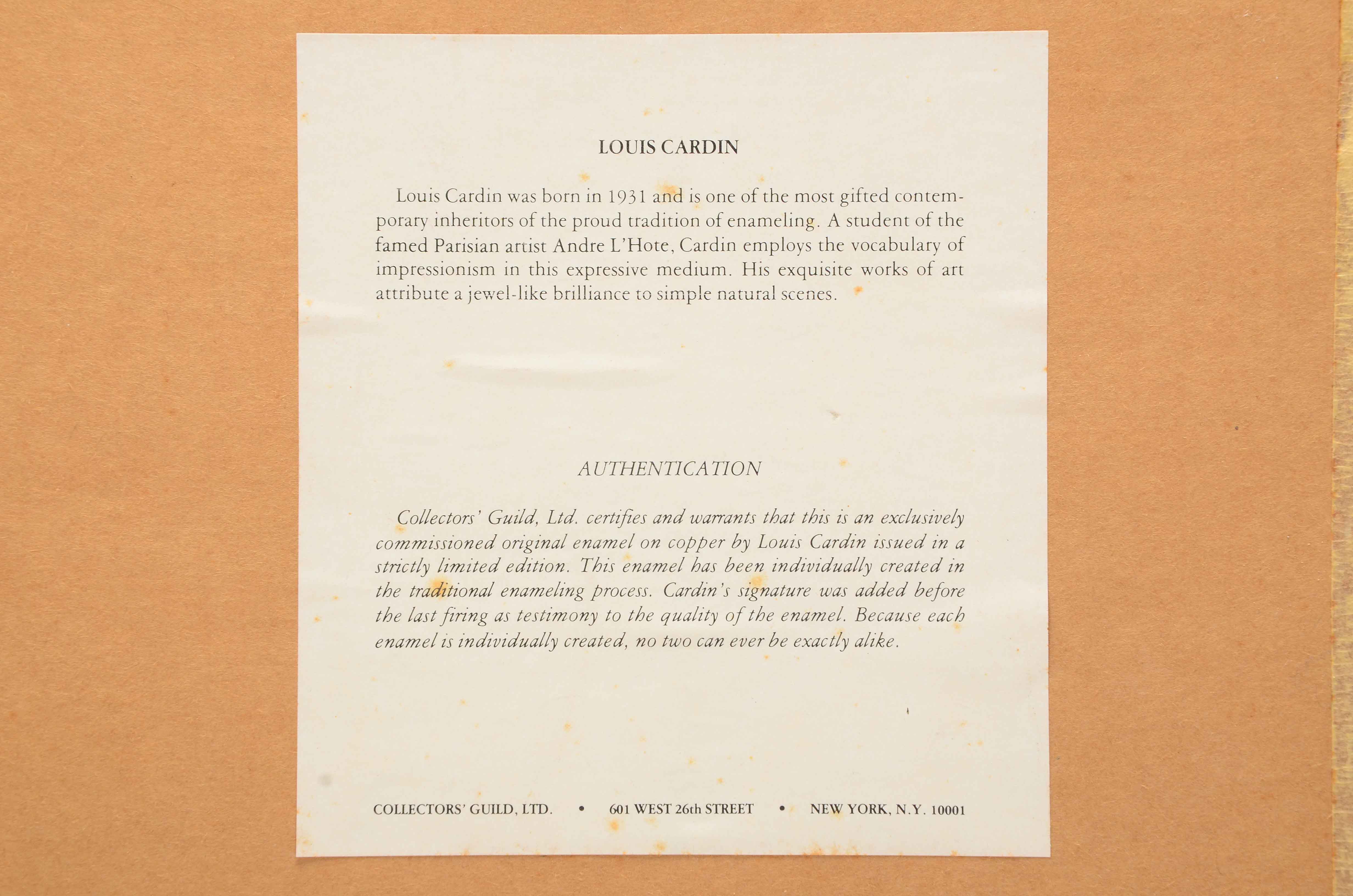 Louis Cardin Original Enamel Painting on Copper