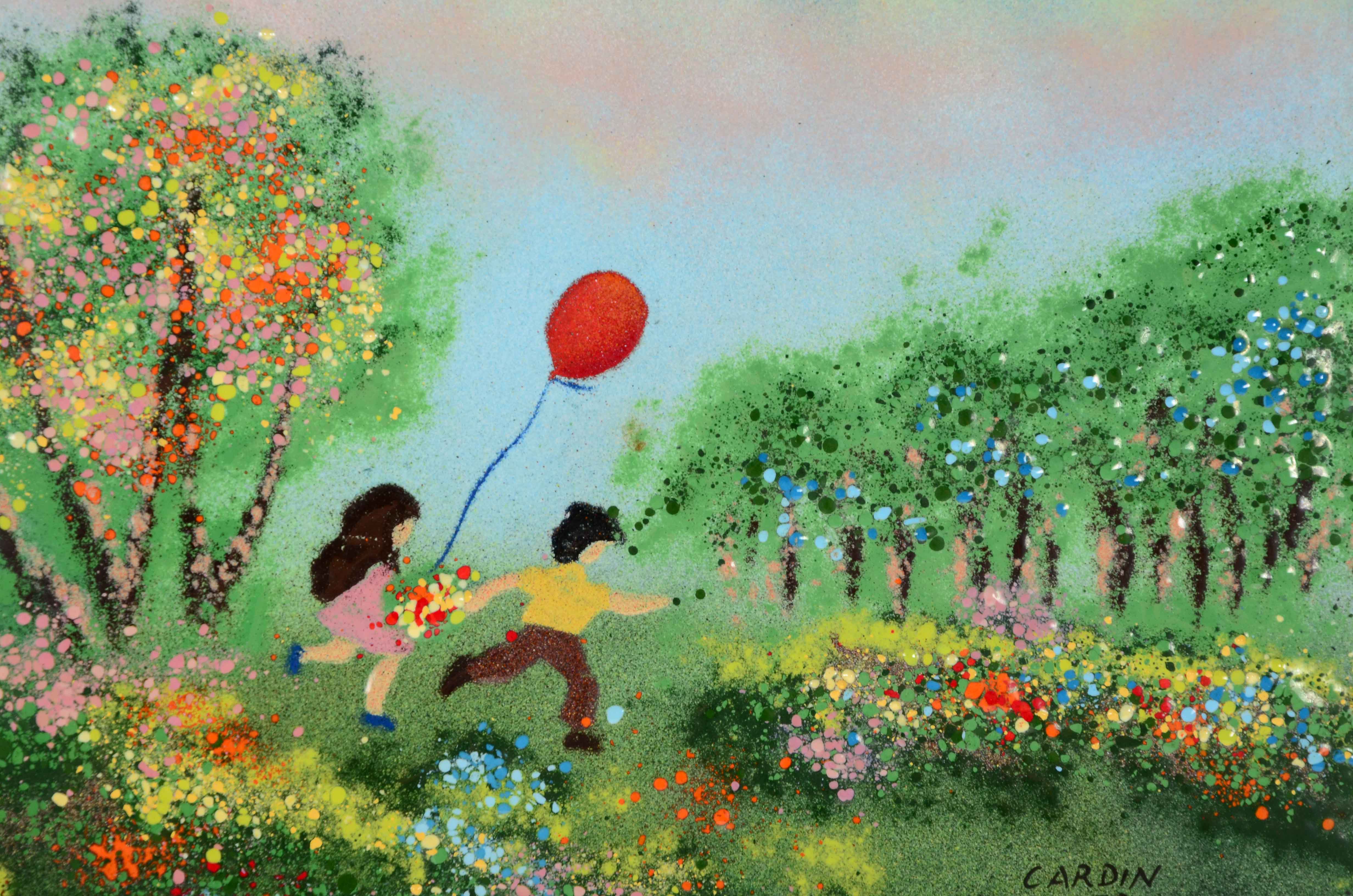 Louis Cardin Original Enamel Painting on Copper