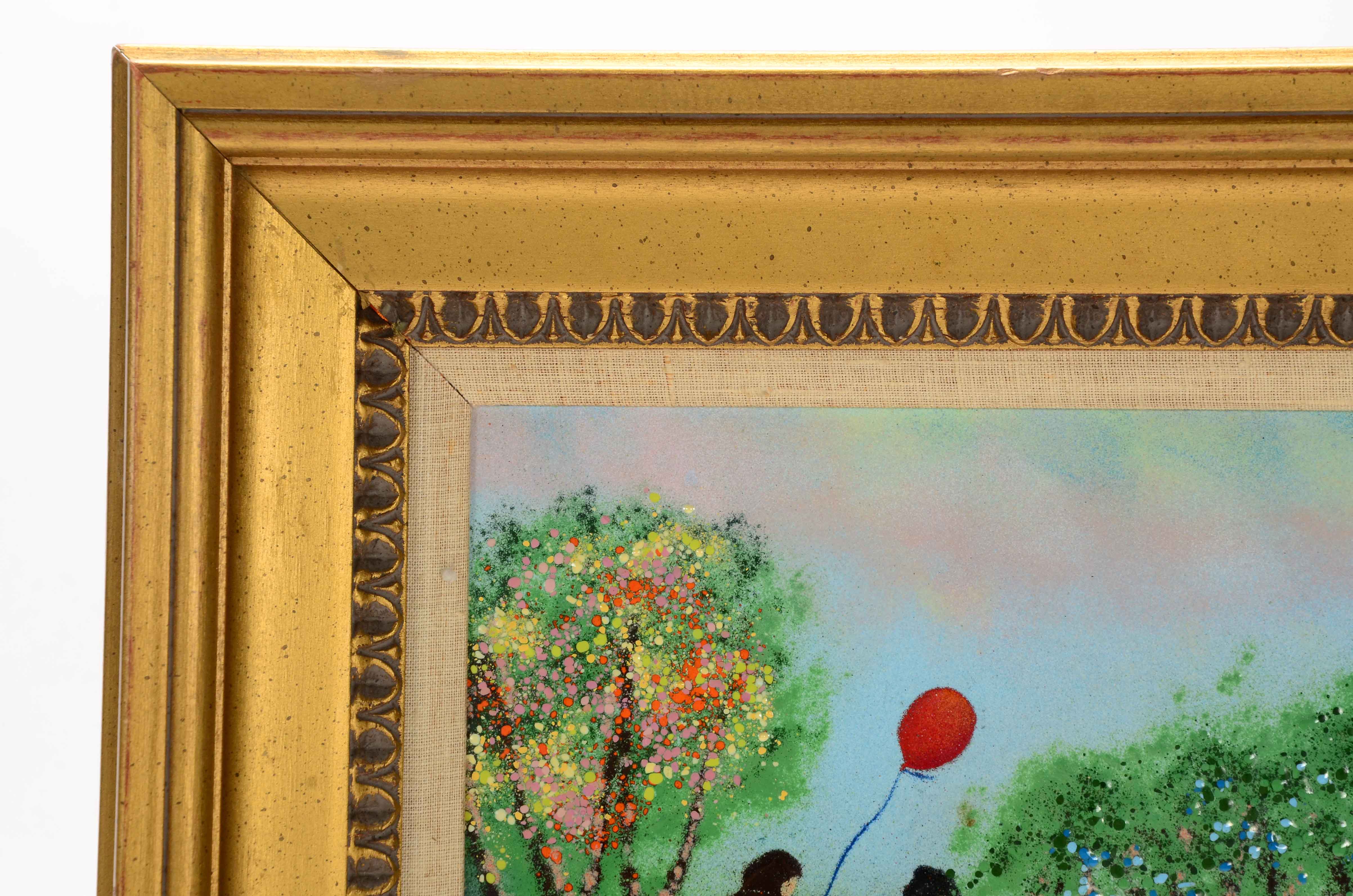 Louis Cardin Original Enamel Painting on Copper