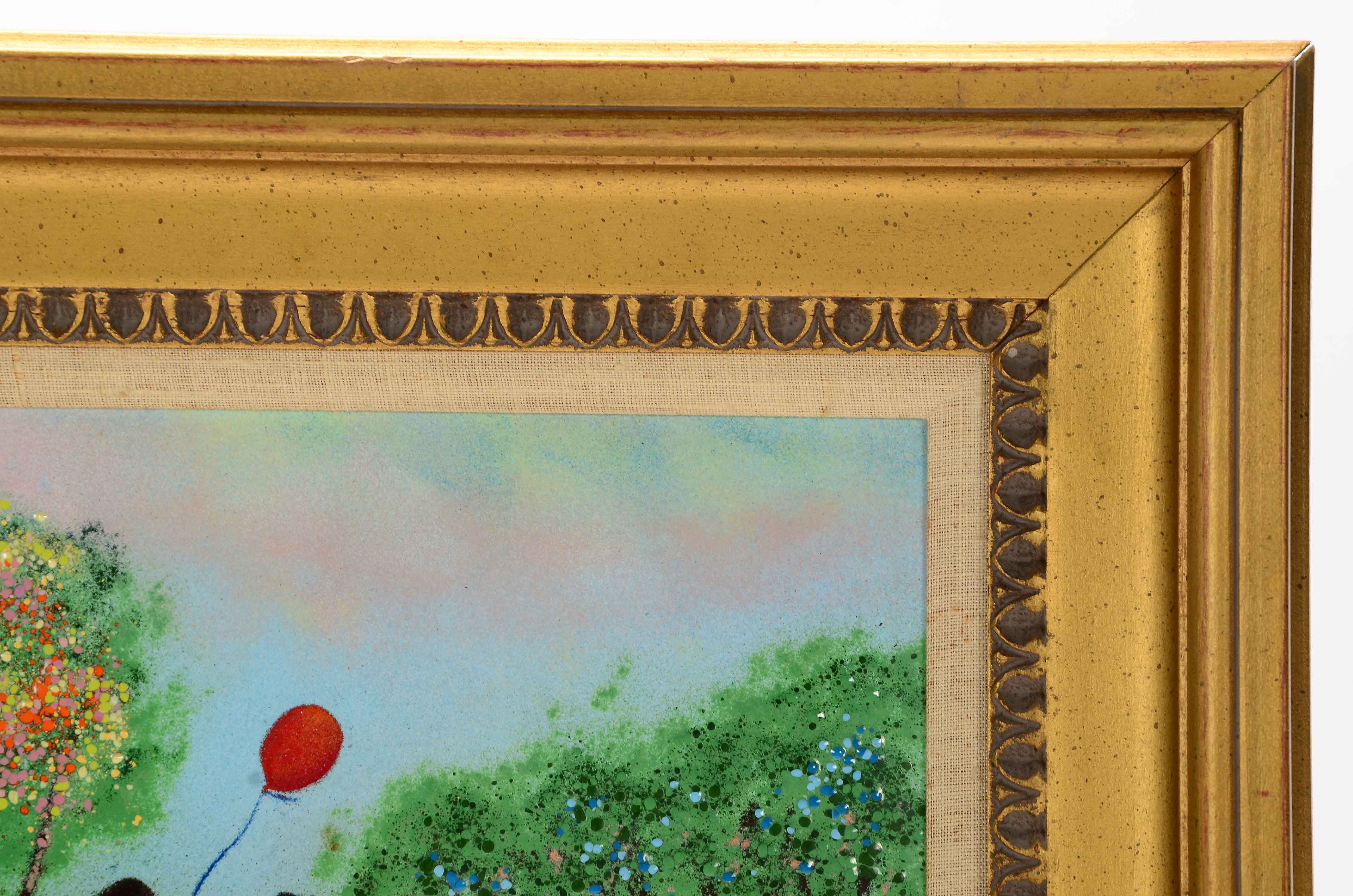 Louis Cardin Original Enamel Painting on Copper