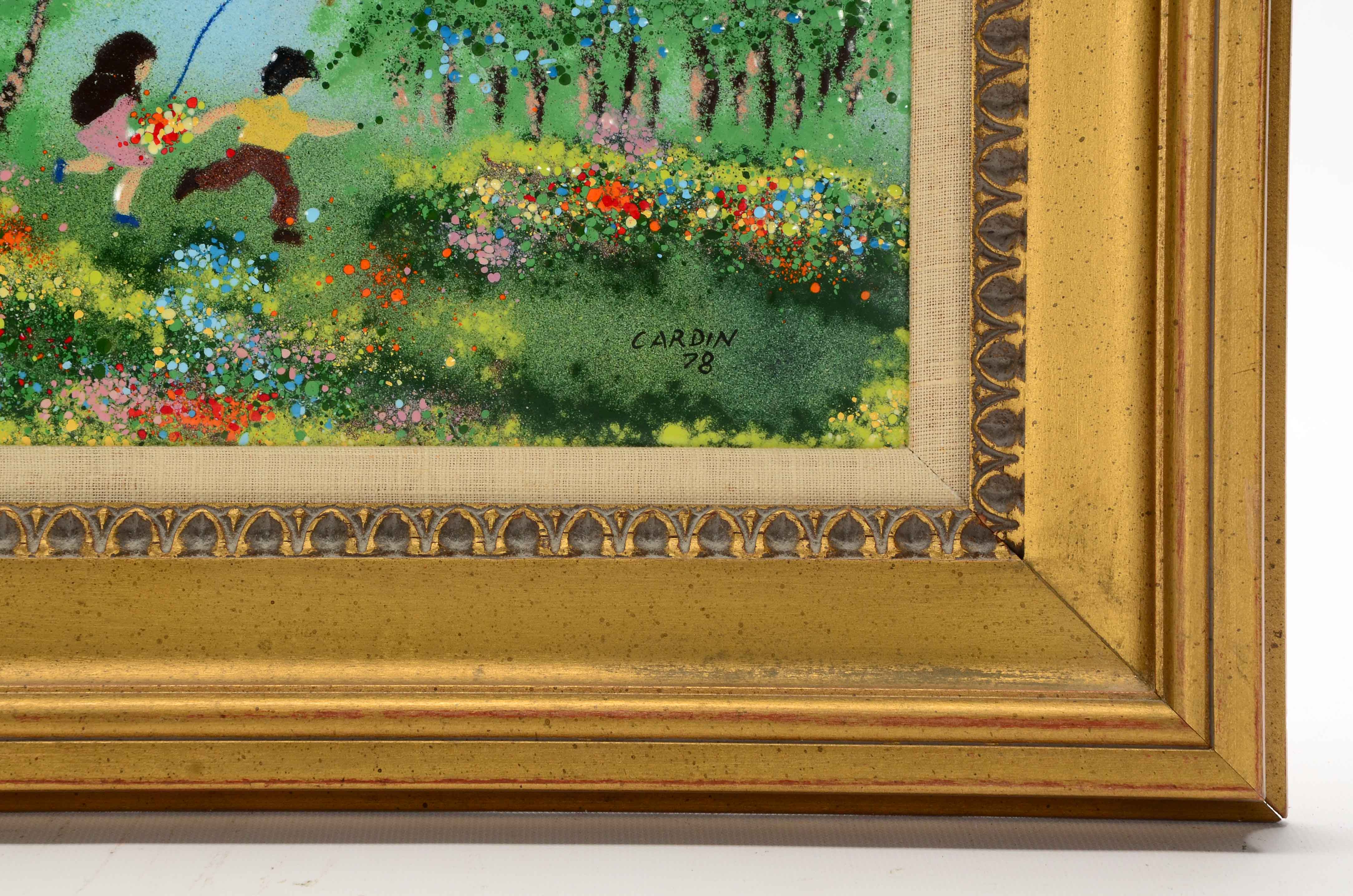 Louis Cardin Original Enamel Painting on Copper