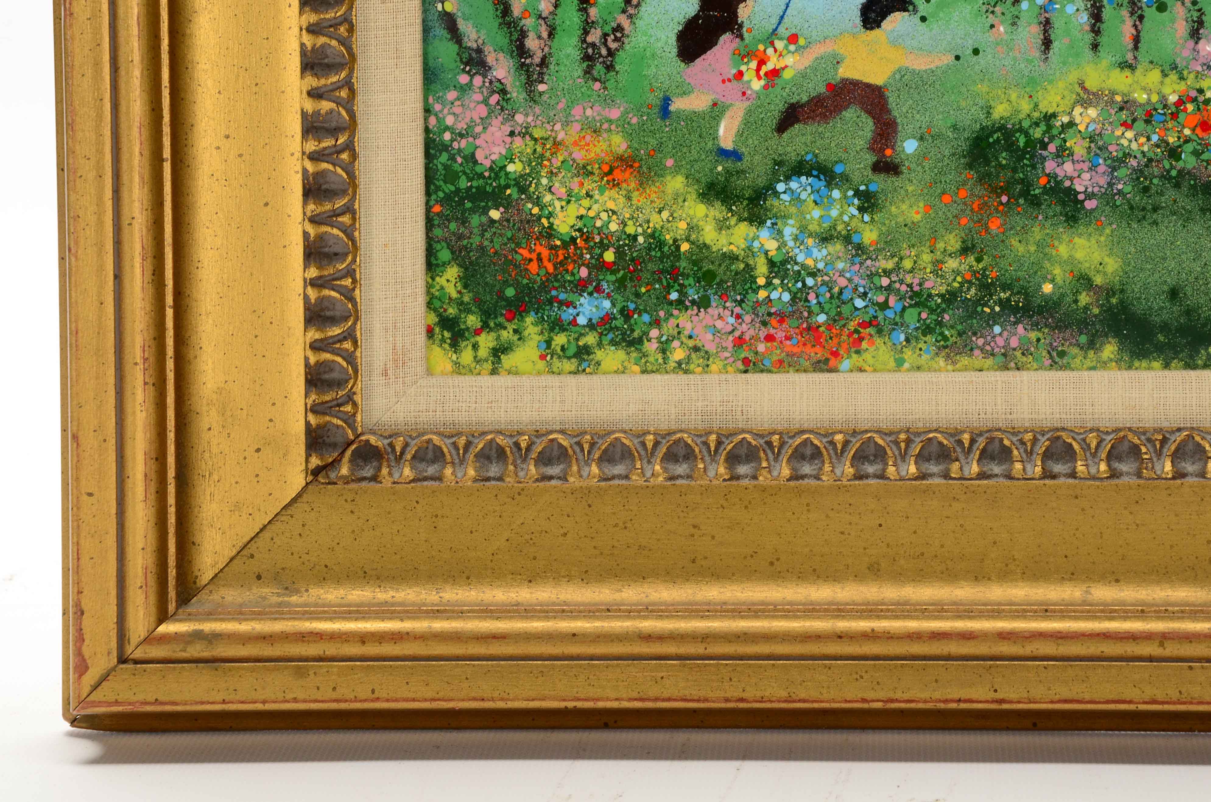 Louis Cardin Original Enamel Painting on Copper