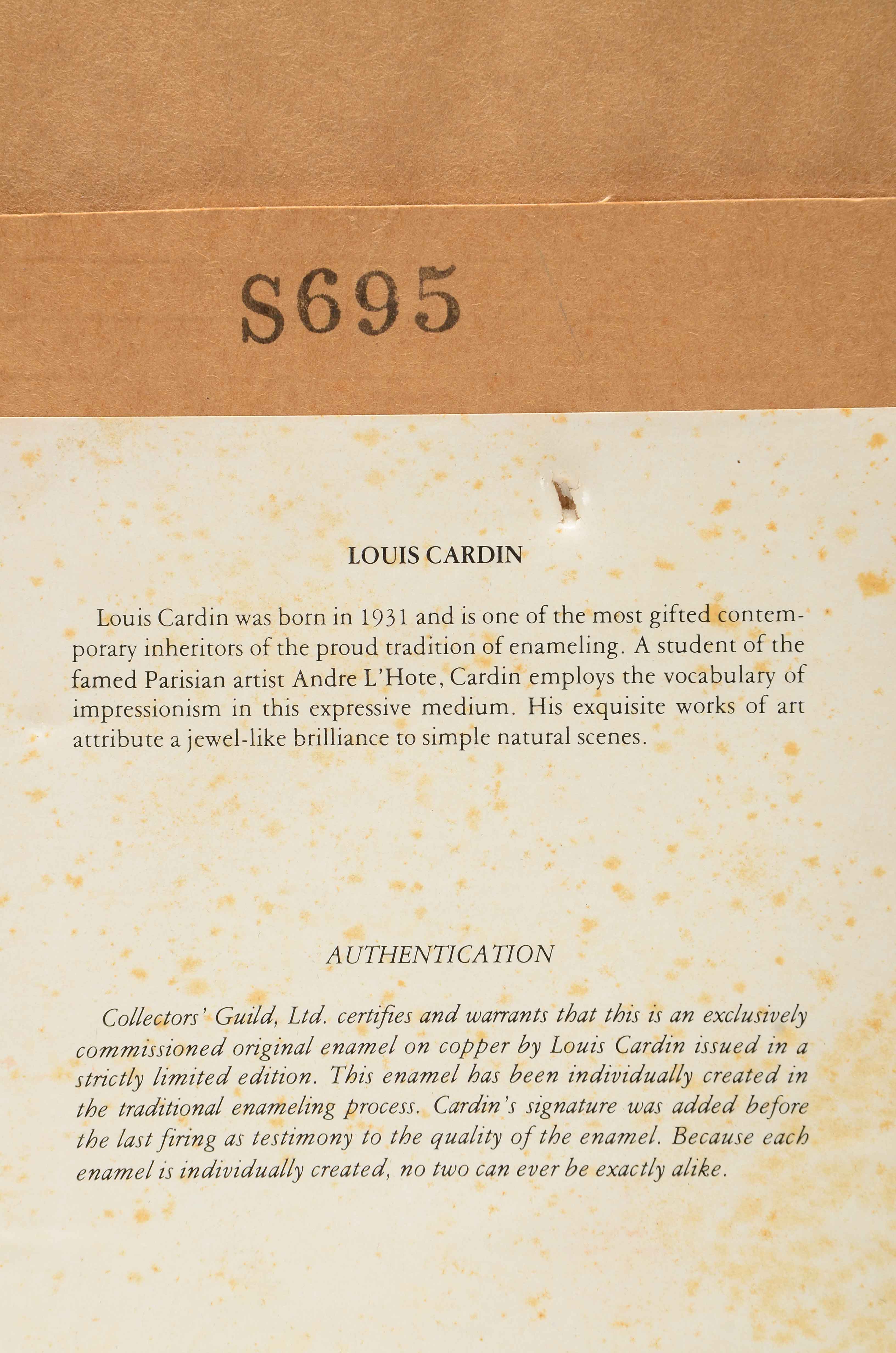 Louis Cardin Original Enamel Painting on Copper