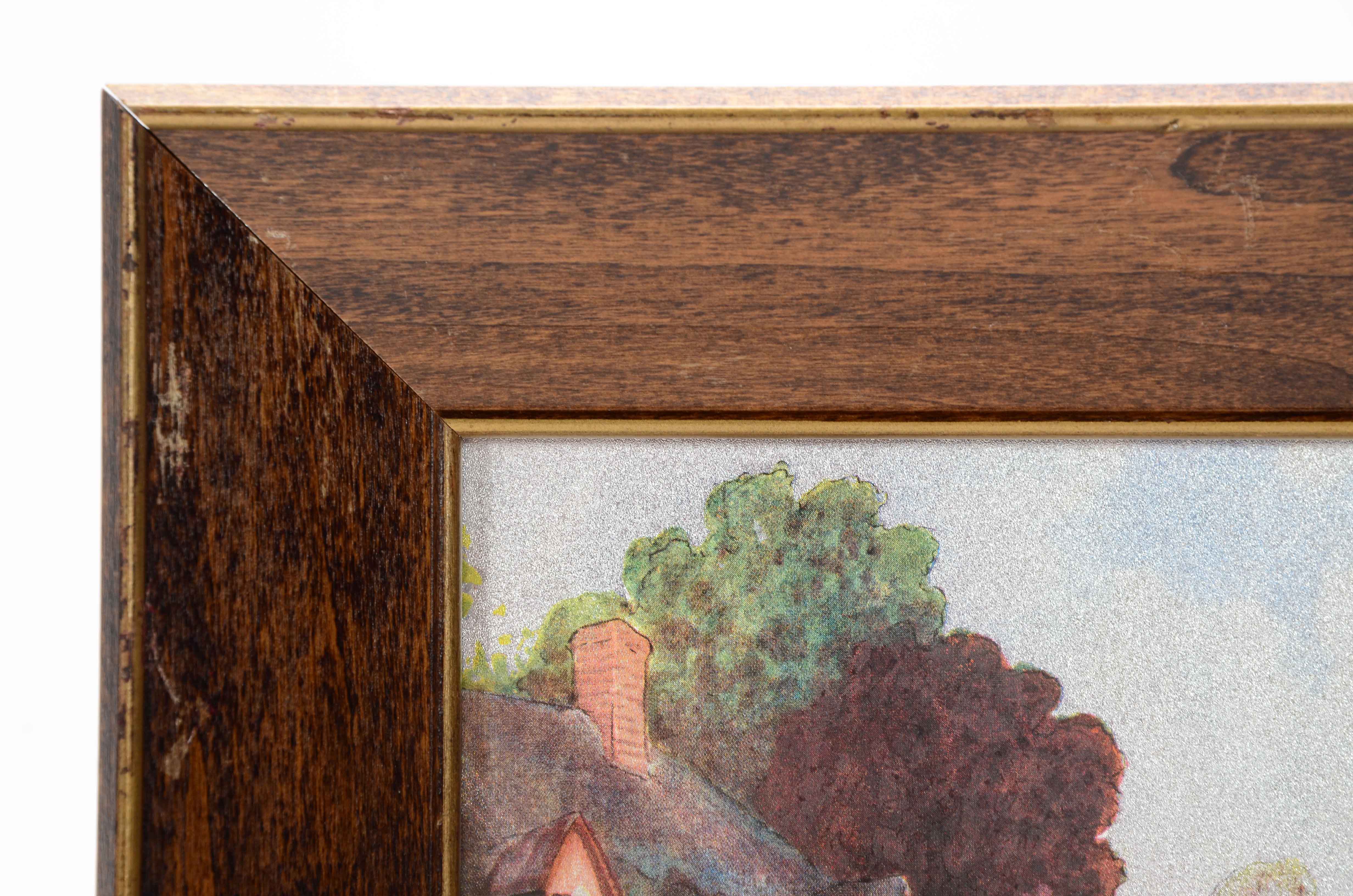 Offset Lithograph on Foil Paper of Tudor Style Buildings