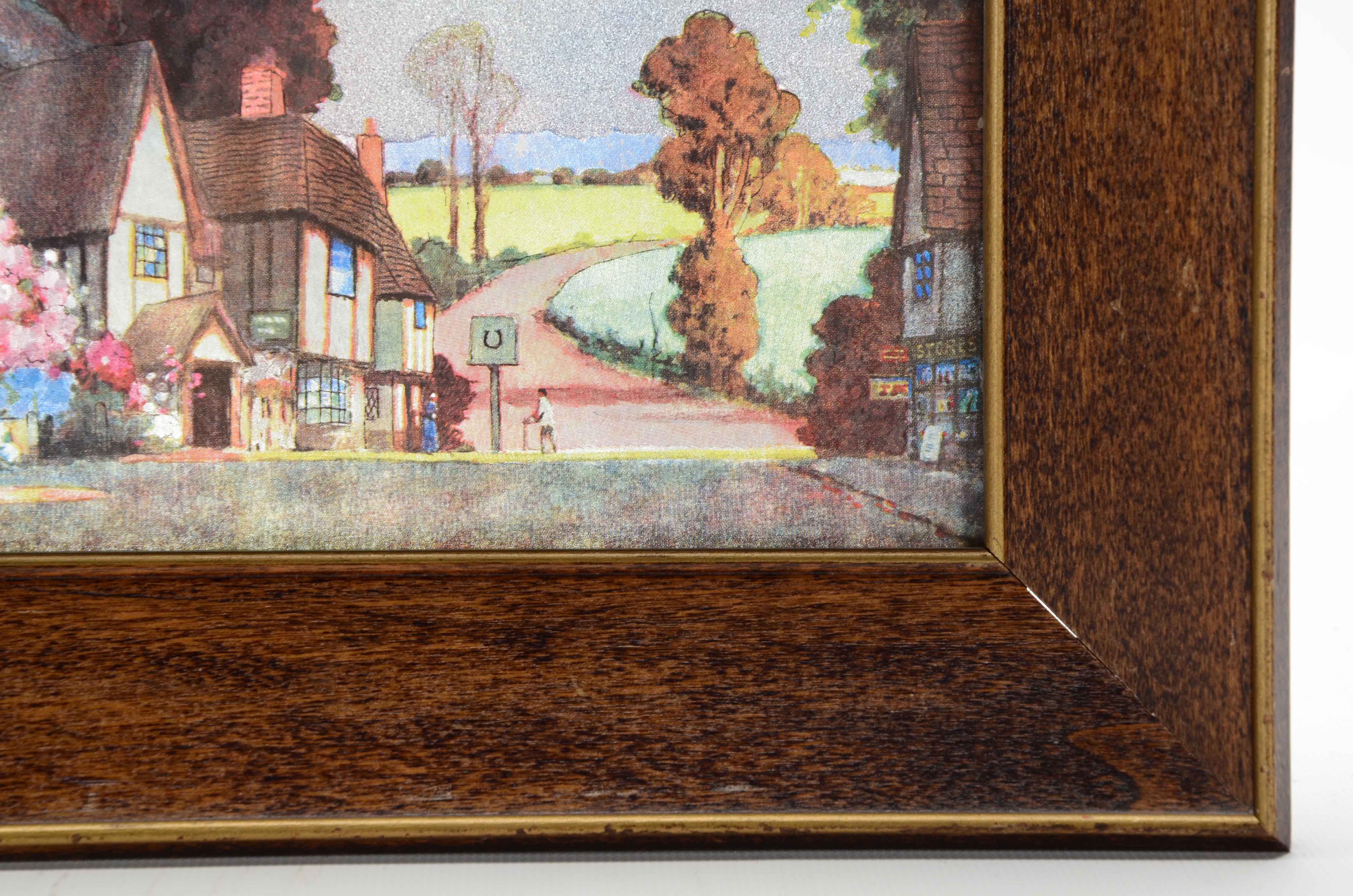 Offset Lithograph on Foil Paper of Tudor Style Buildings