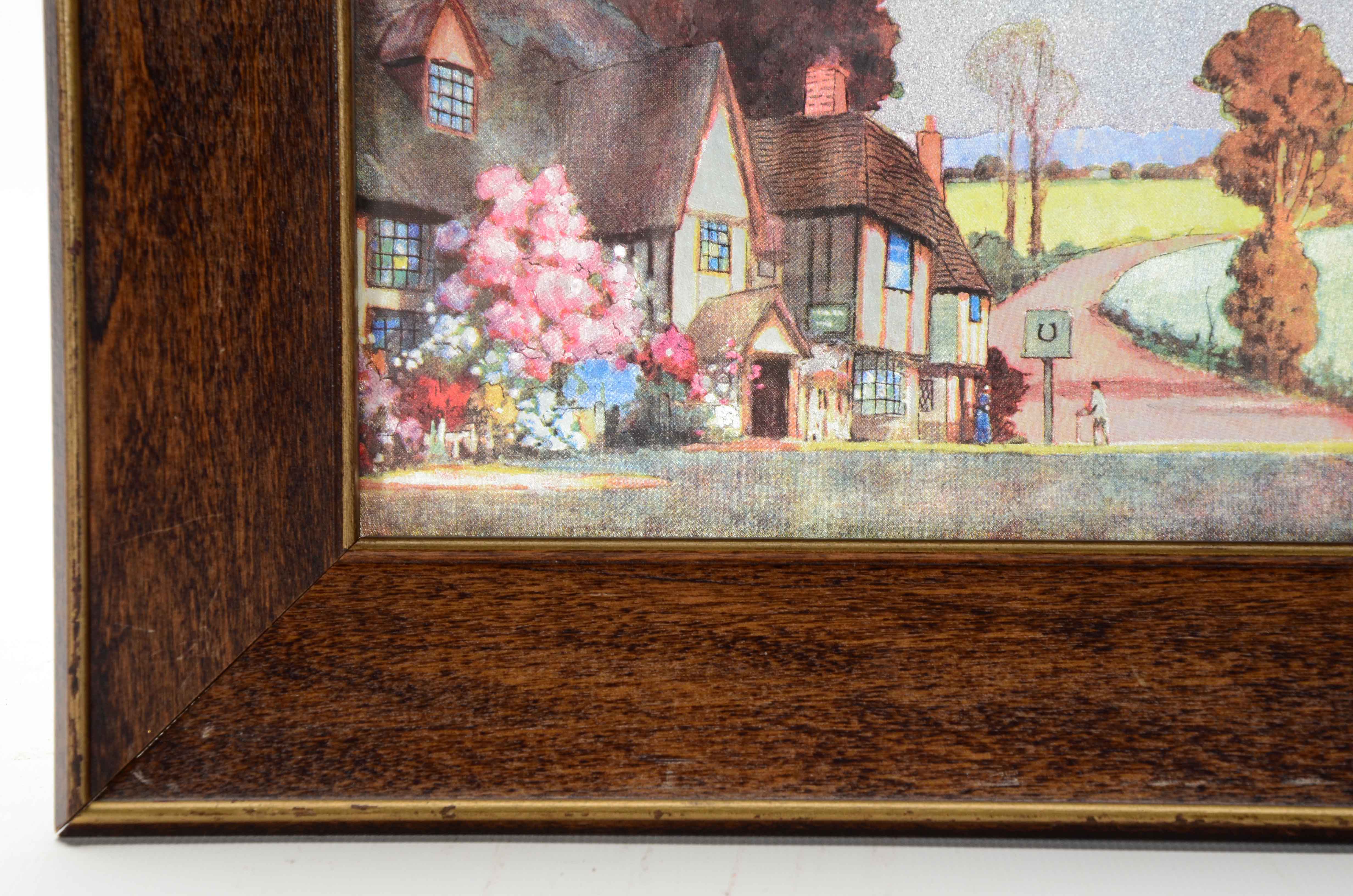 Offset Lithograph on Foil Paper of Tudor Style Buildings