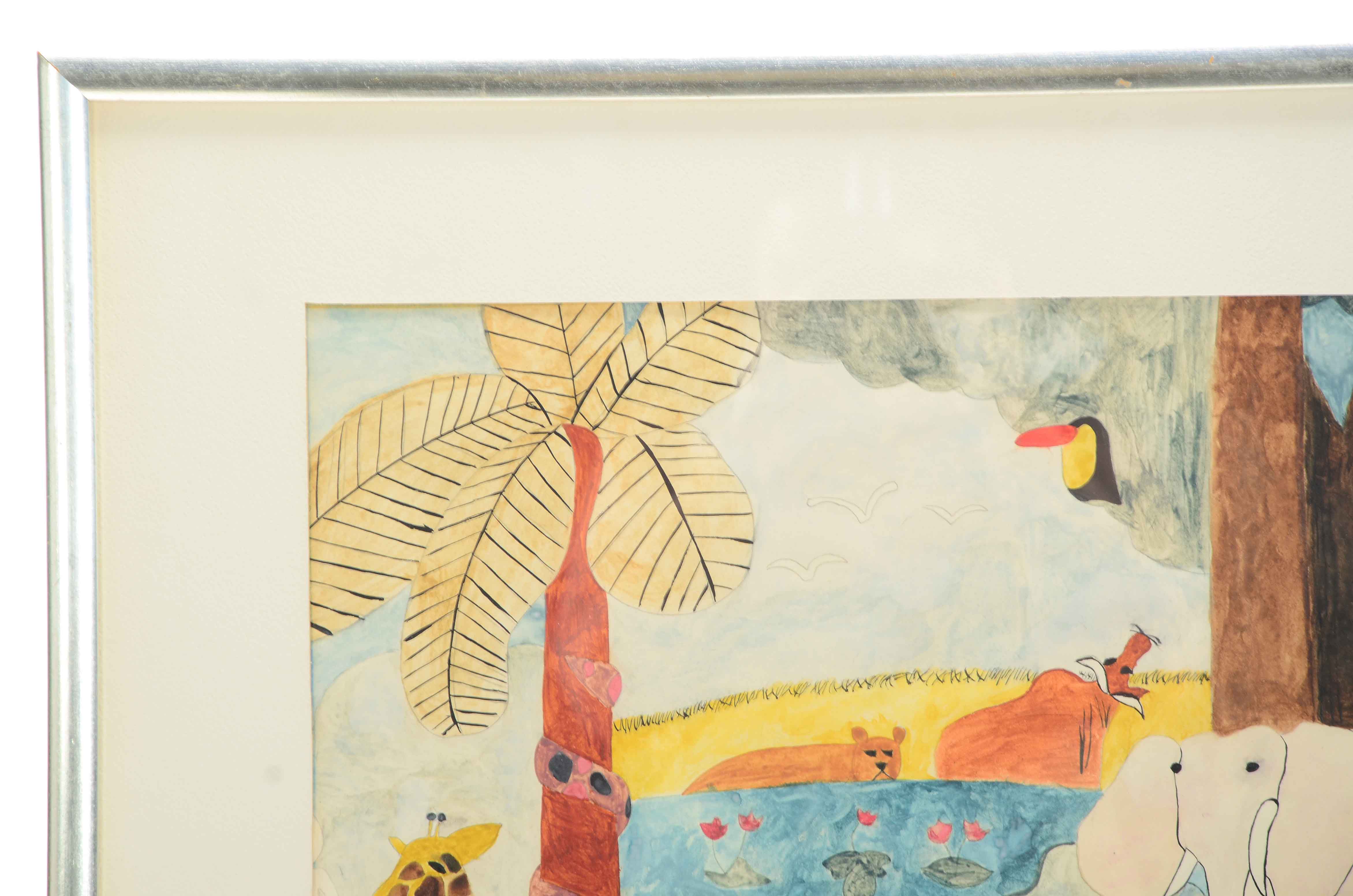 Original Mixed Media Jungle Illustration