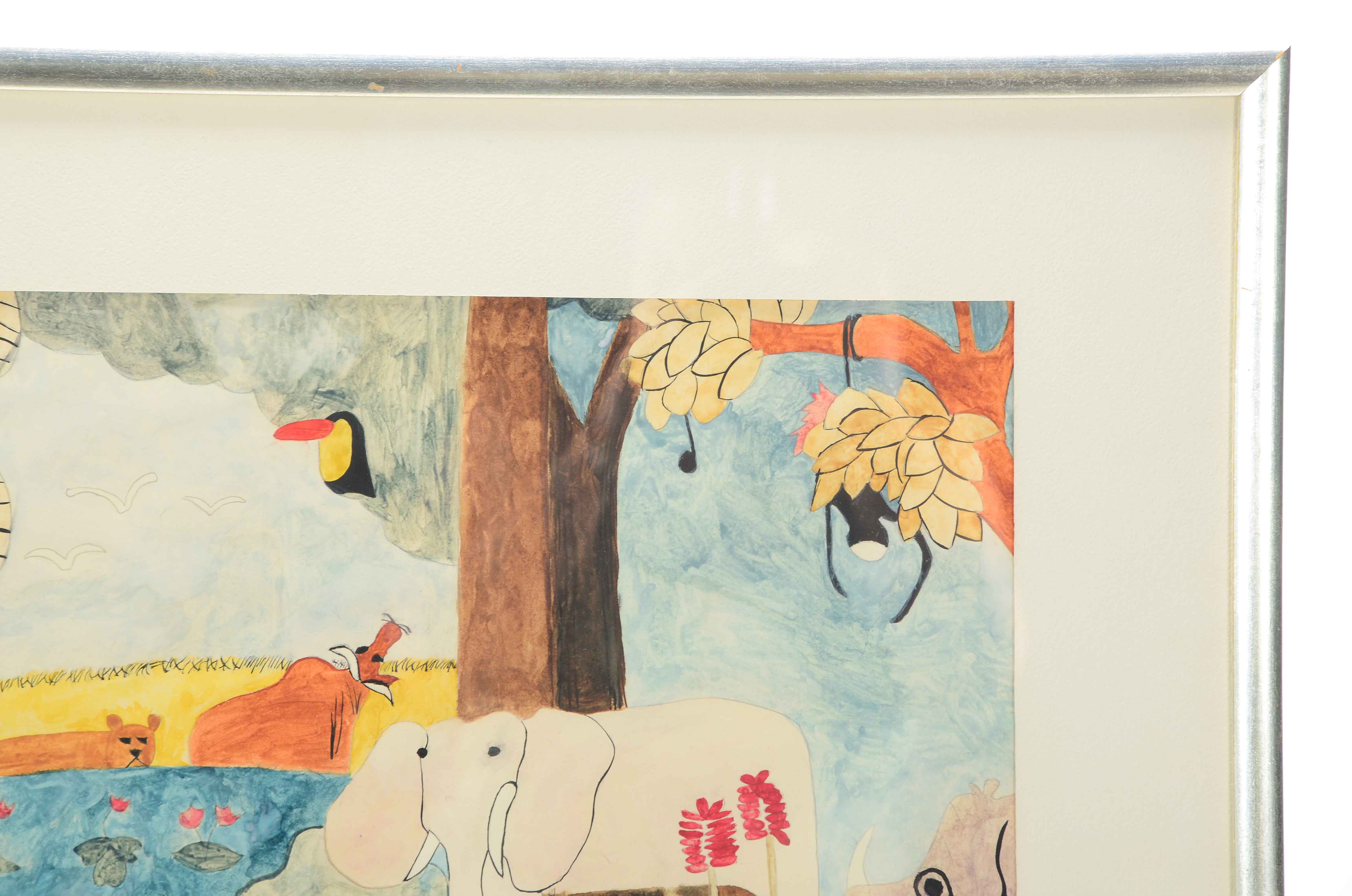 Original Mixed Media Jungle Illustration