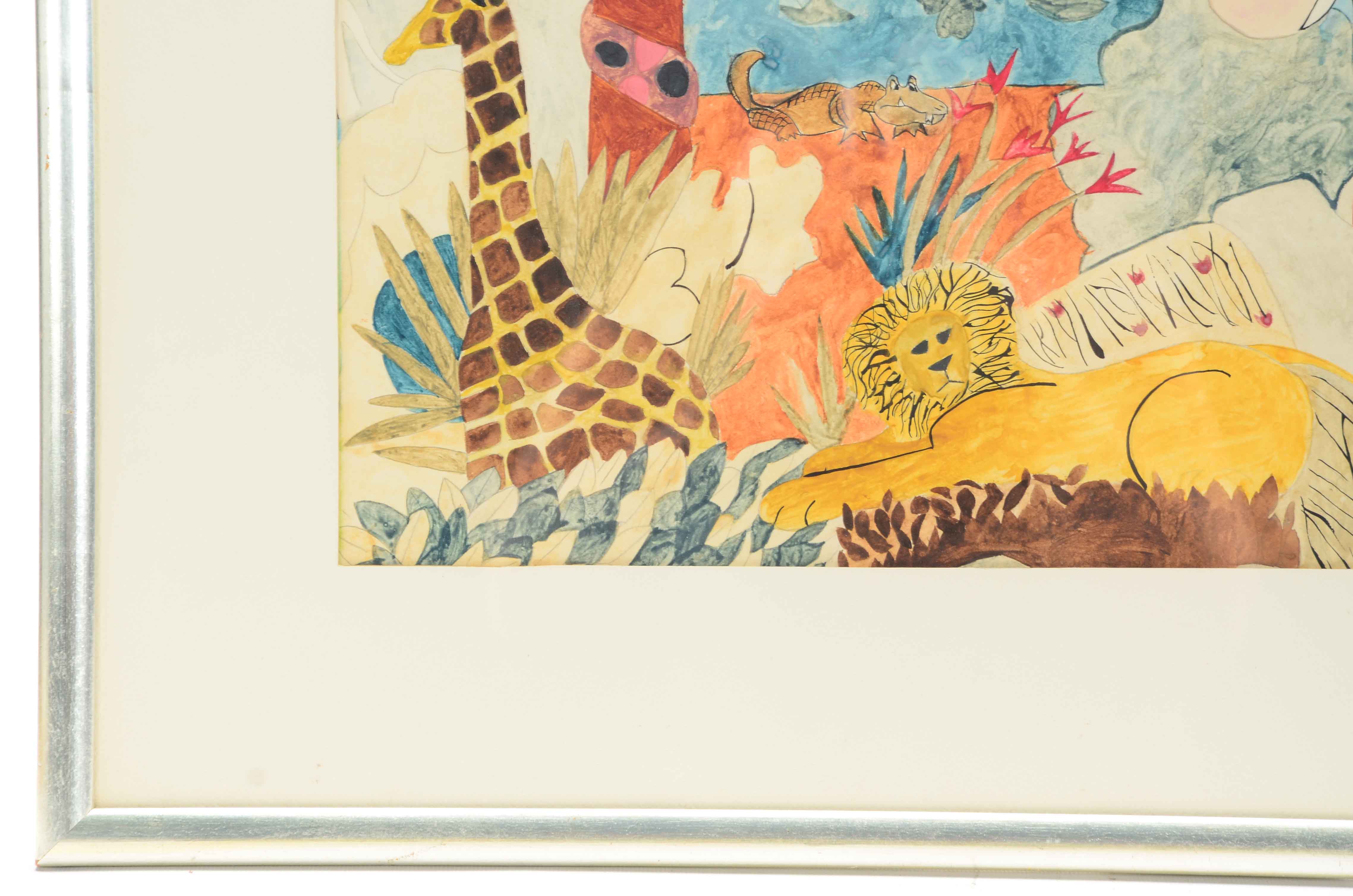 Original Mixed Media Jungle Illustration