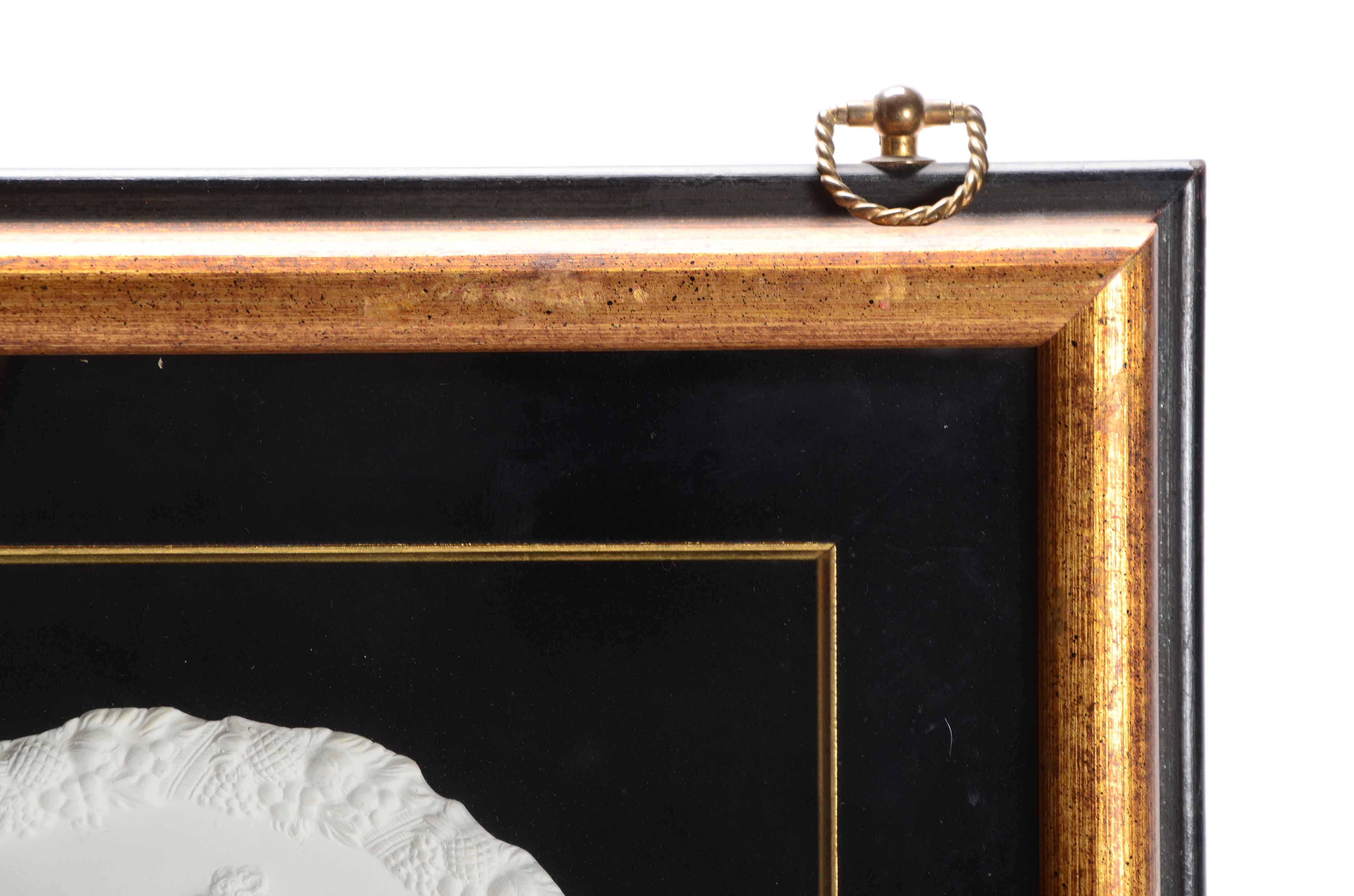 Bas Relief Cast Plaster Medalion of a Fairy and Cherub