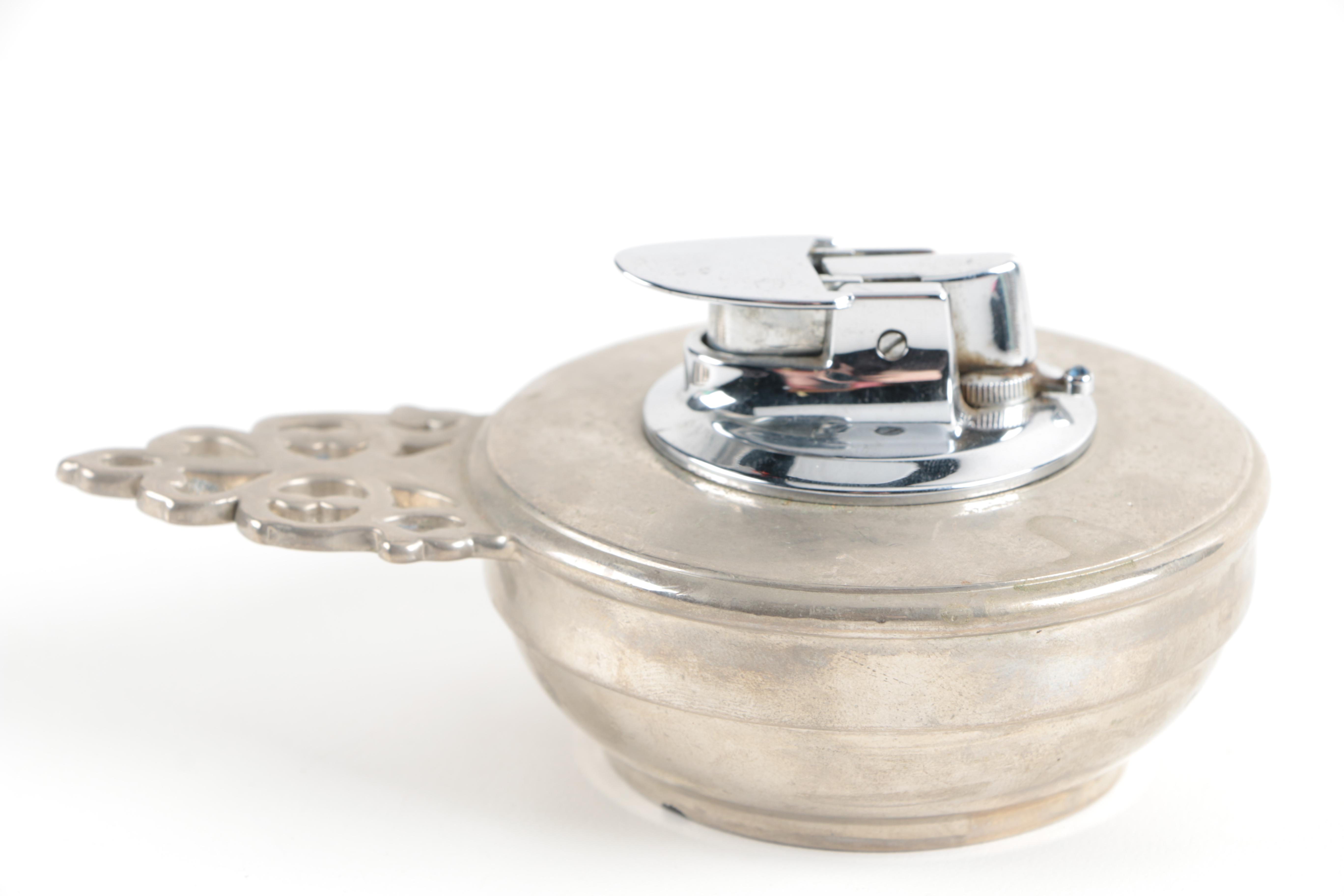 Vintage Ronson Table Top Lighter and Other Silver Plate Accessories