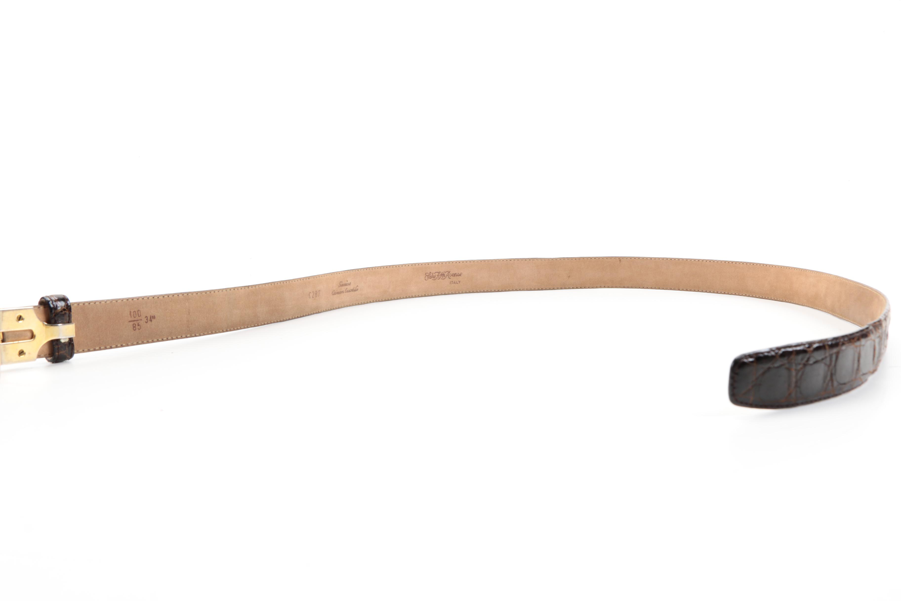 Saks Fifth Avenue Dark Brown Caiman Crocodile Belts