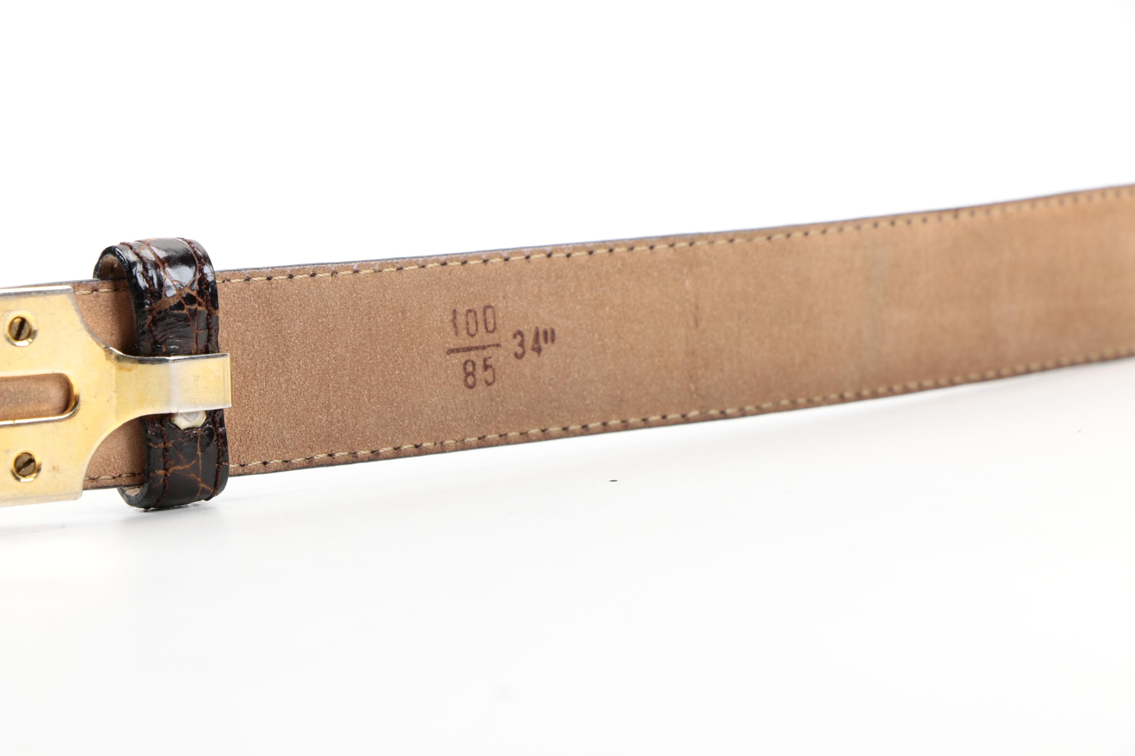 Saks Fifth Avenue Dark Brown Caiman Crocodile Belts