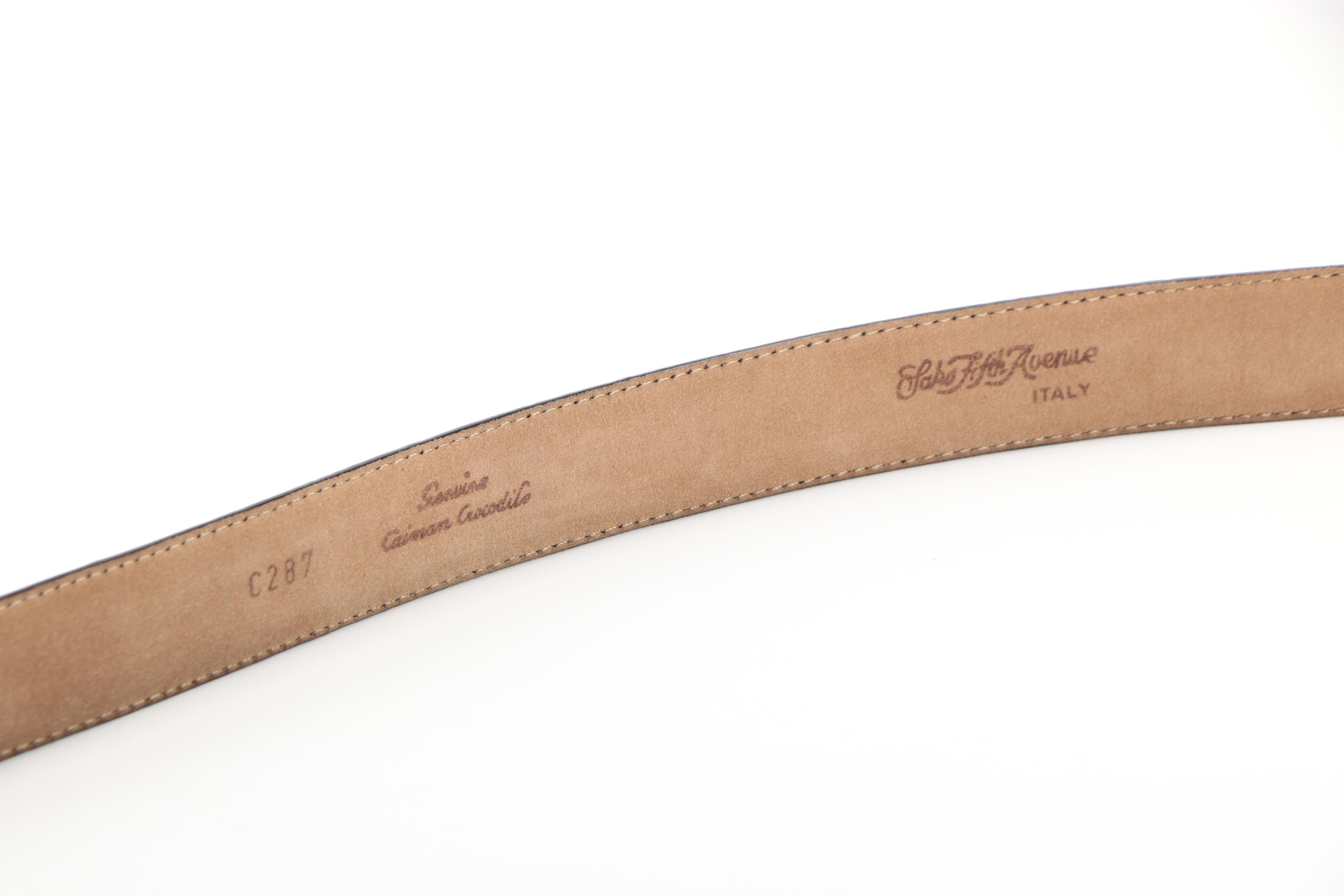 Saks Fifth Avenue Dark Brown Caiman Crocodile Belts