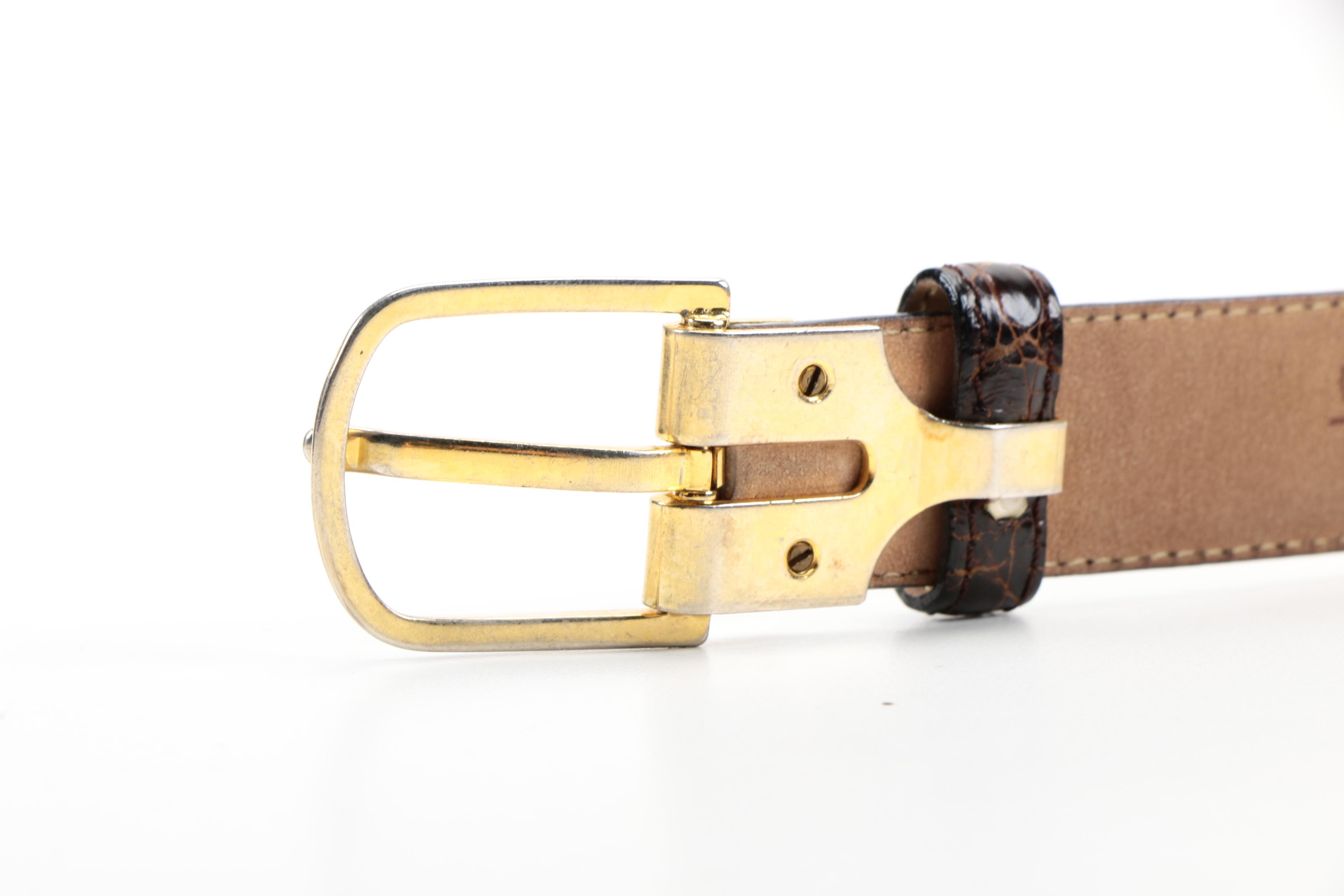 Saks Fifth Avenue Dark Brown Caiman Crocodile Belts