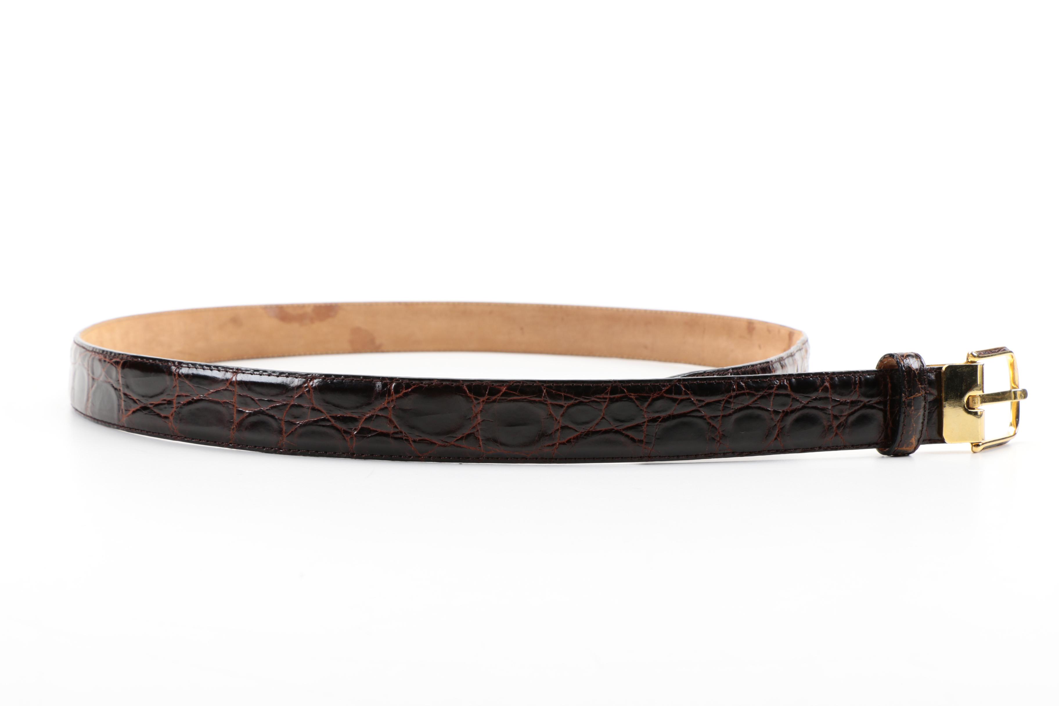 Saks Fifth Avenue Dark Brown Caiman Crocodile Belts
