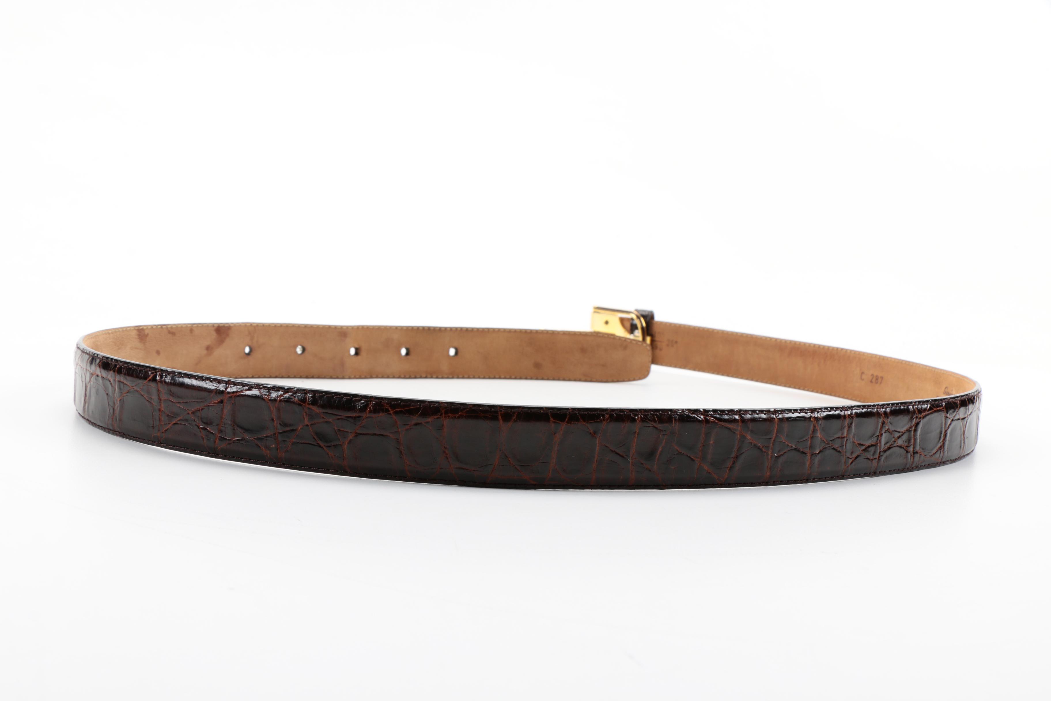 Saks Fifth Avenue Dark Brown Caiman Crocodile Belts