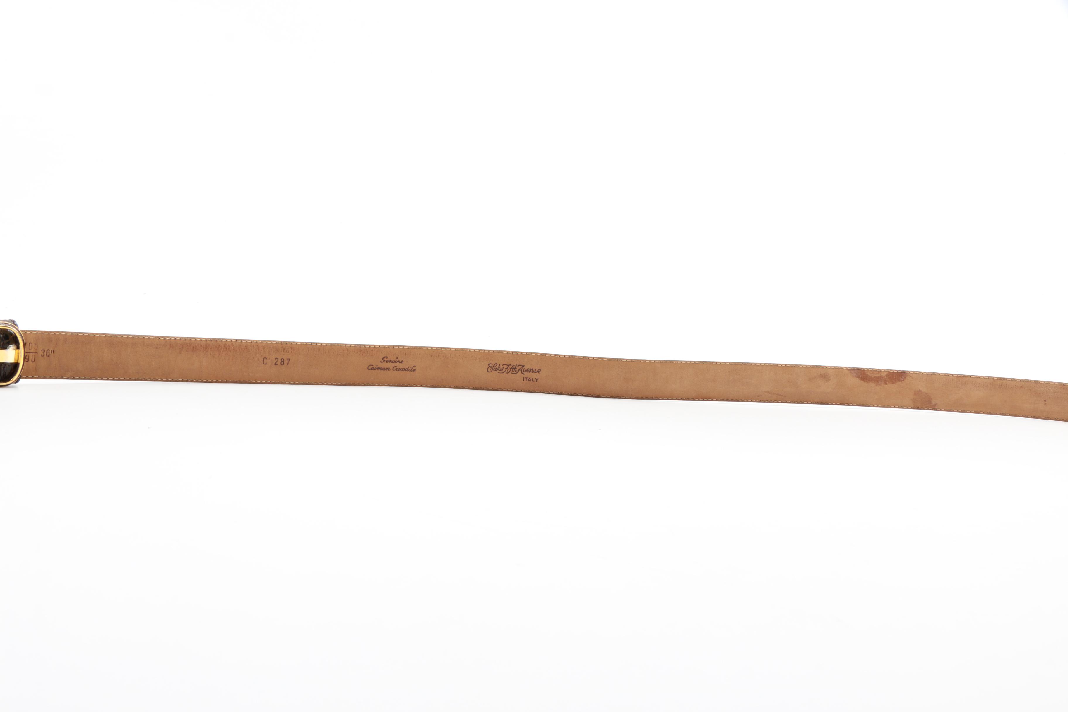 Saks Fifth Avenue Dark Brown Caiman Crocodile Belts