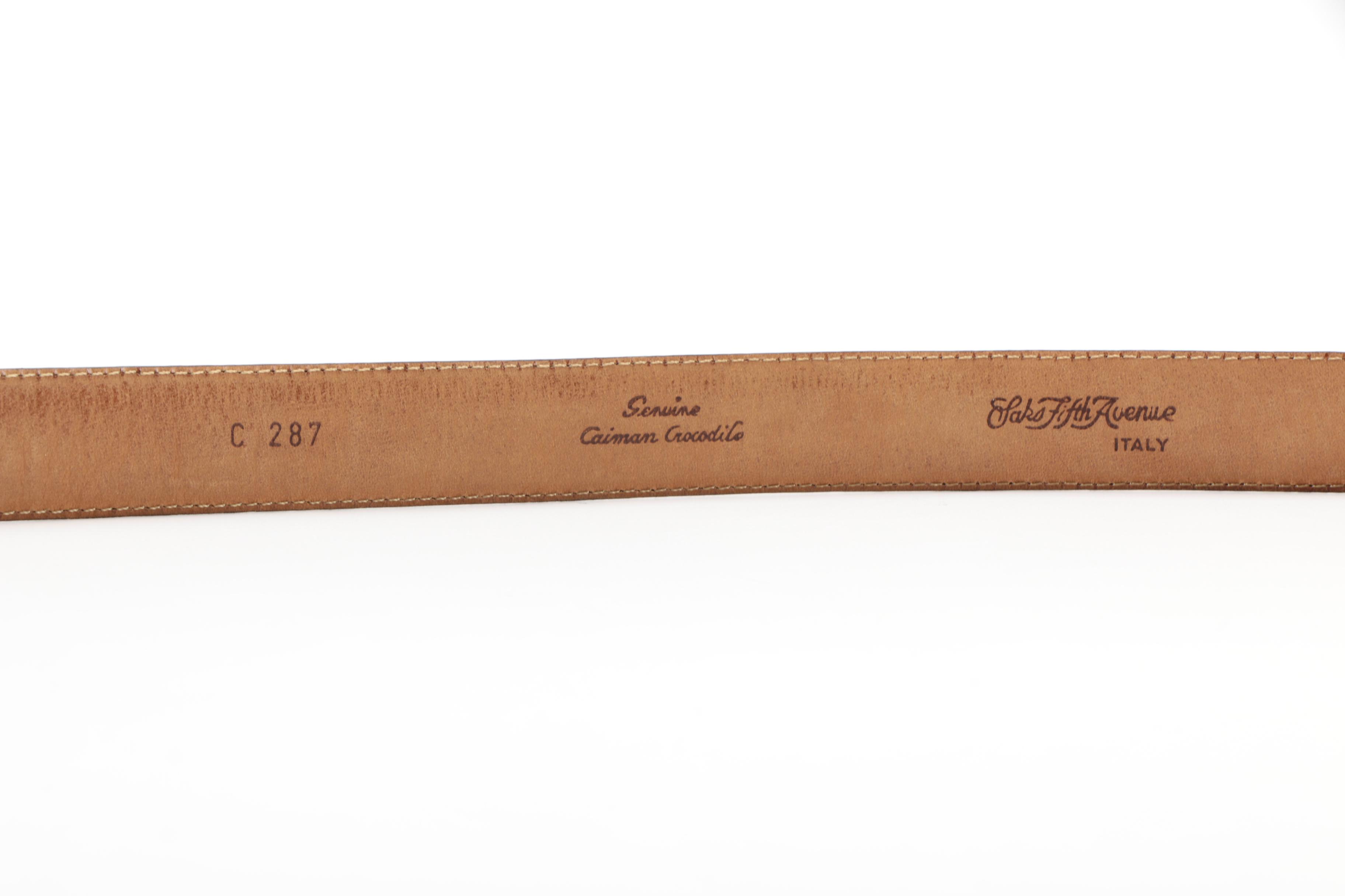 Saks Fifth Avenue Dark Brown Caiman Crocodile Belts