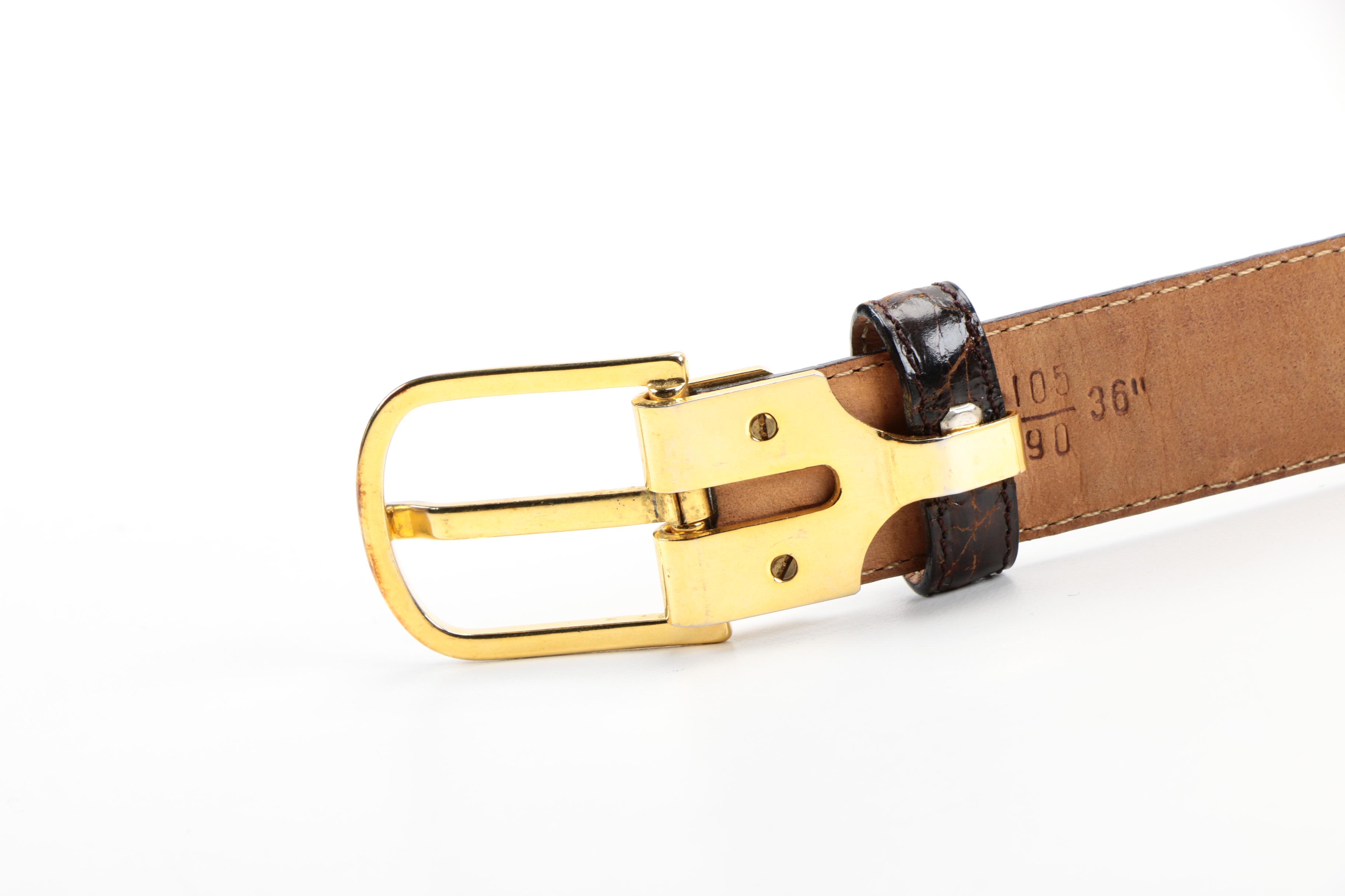 Saks Fifth Avenue Dark Brown Caiman Crocodile Belts