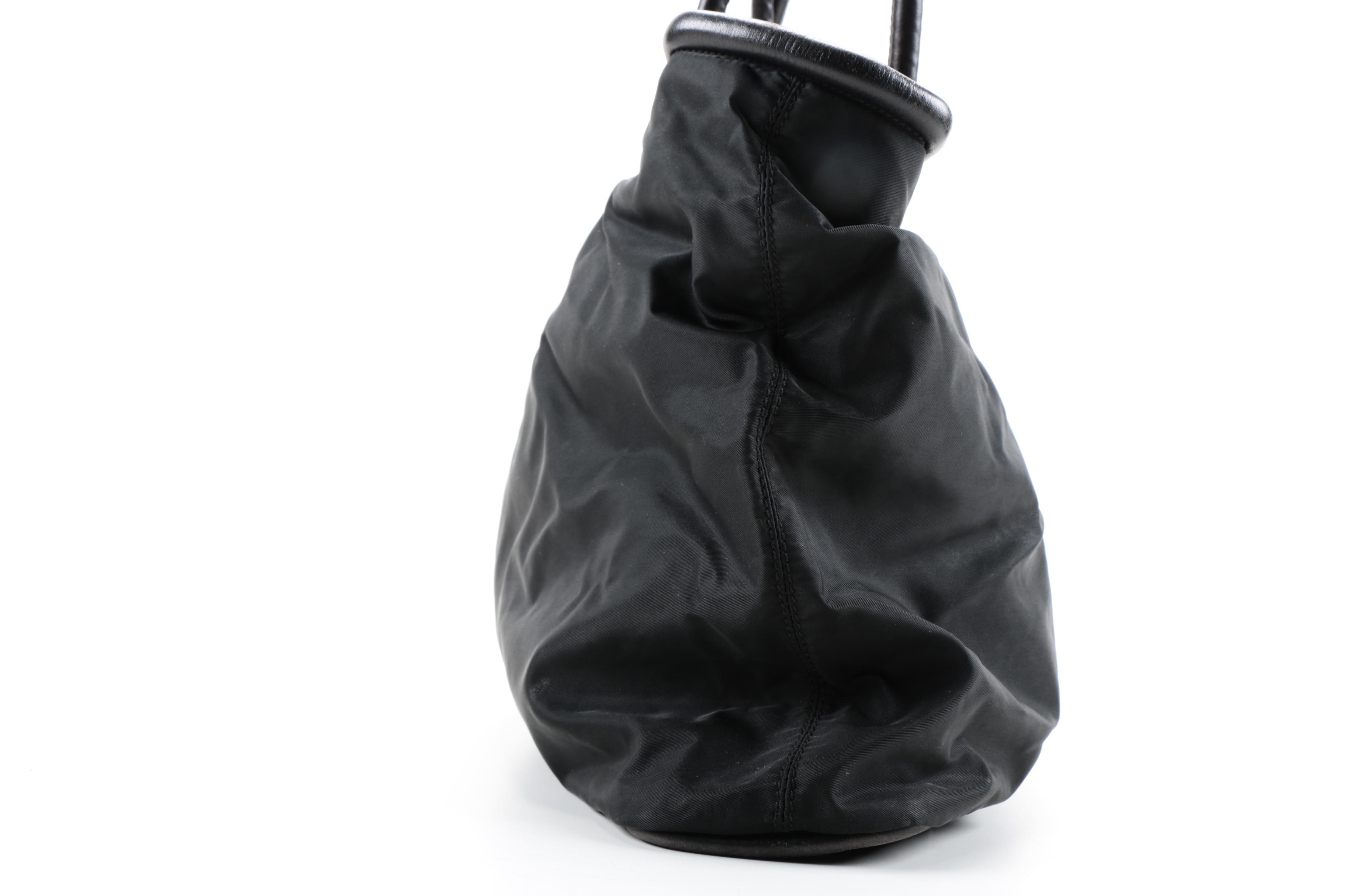 Céline Black Nylon Tote and Leather Coin Purse