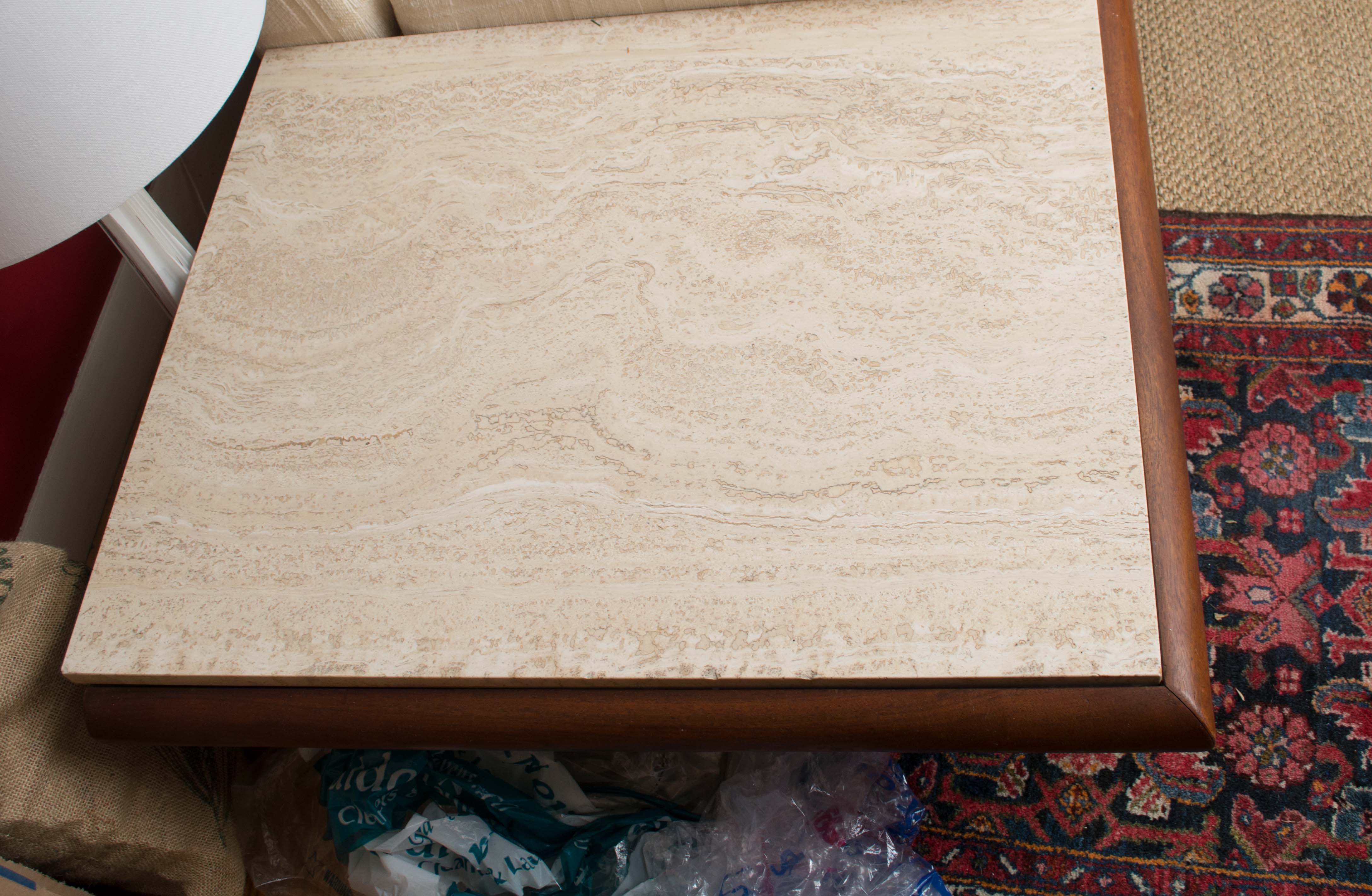 Adrian Pearsall Platform Sofa with Travertine End Tables