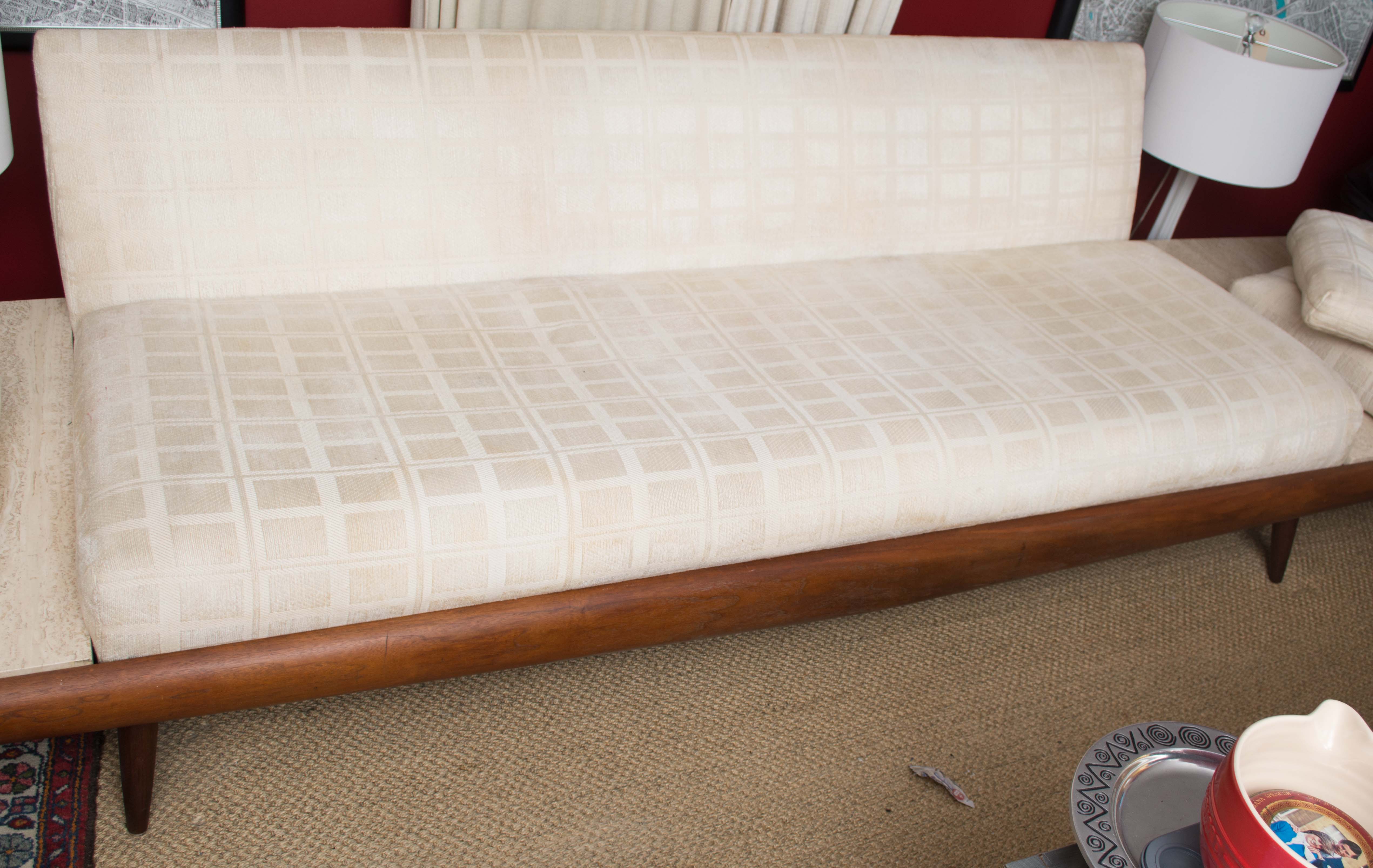 Adrian Pearsall Platform Sofa with Travertine End Tables