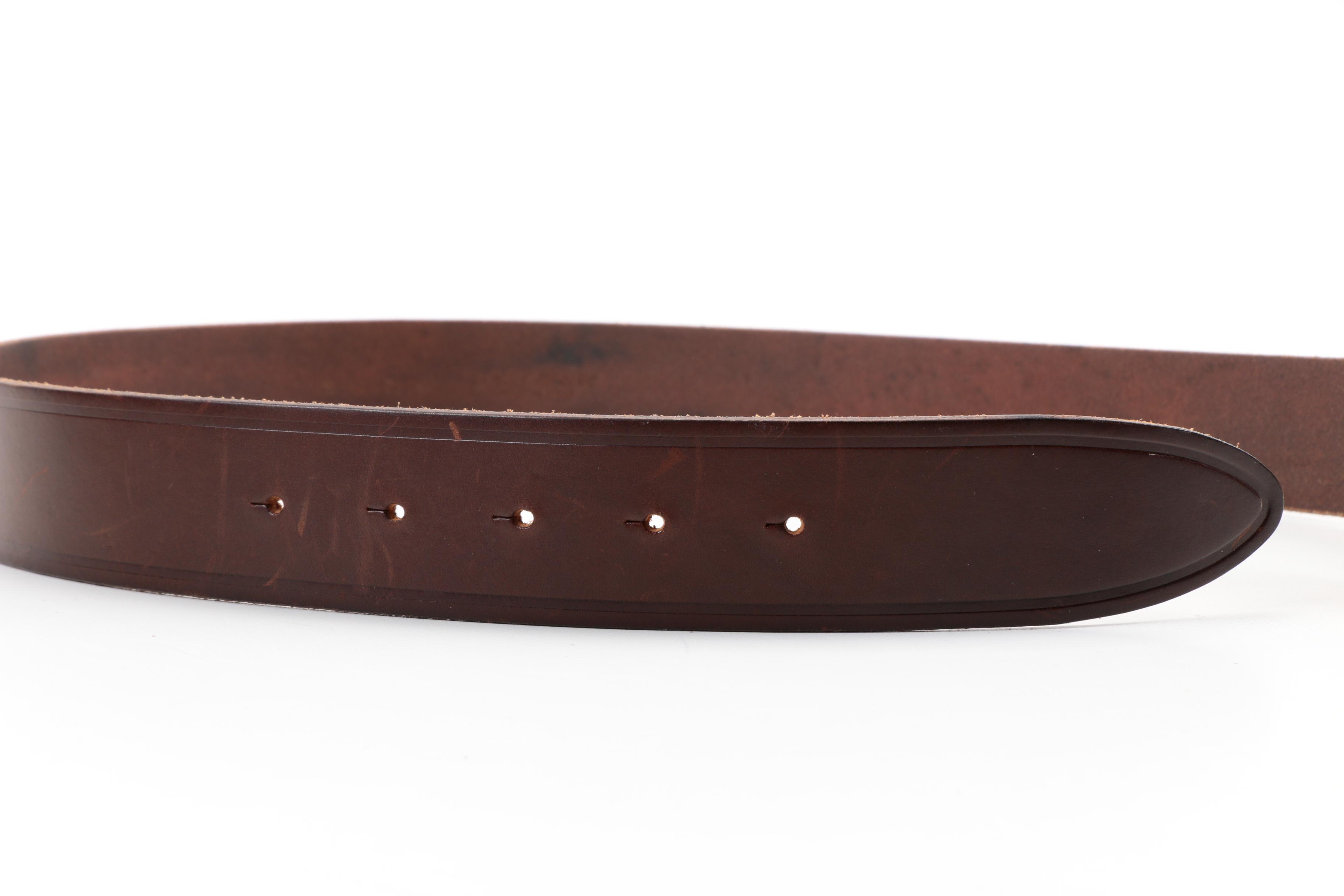 Dolce & Gabbana Brown Leather Belt with Shield Belt Buckle