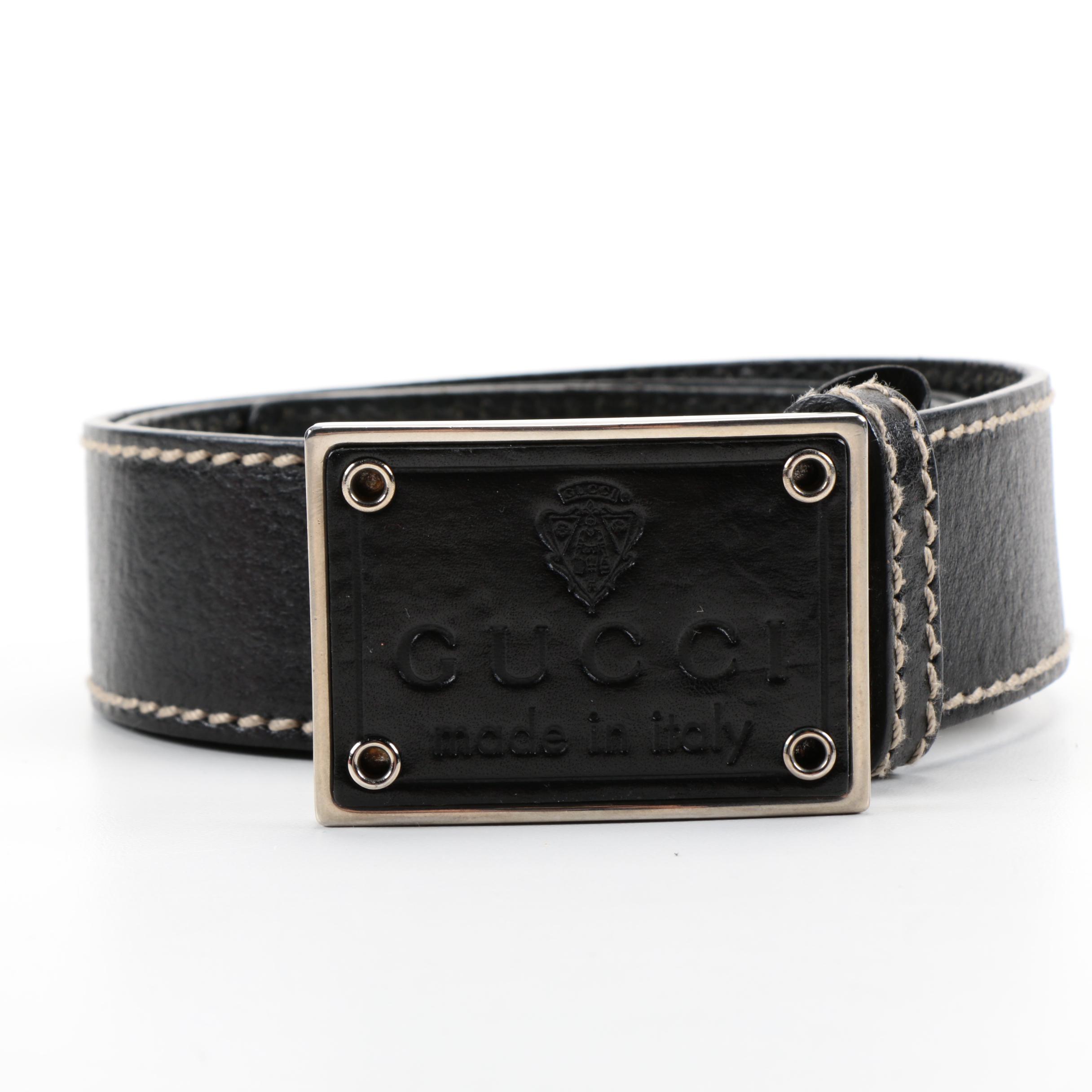 Gucci Black Leather Belt