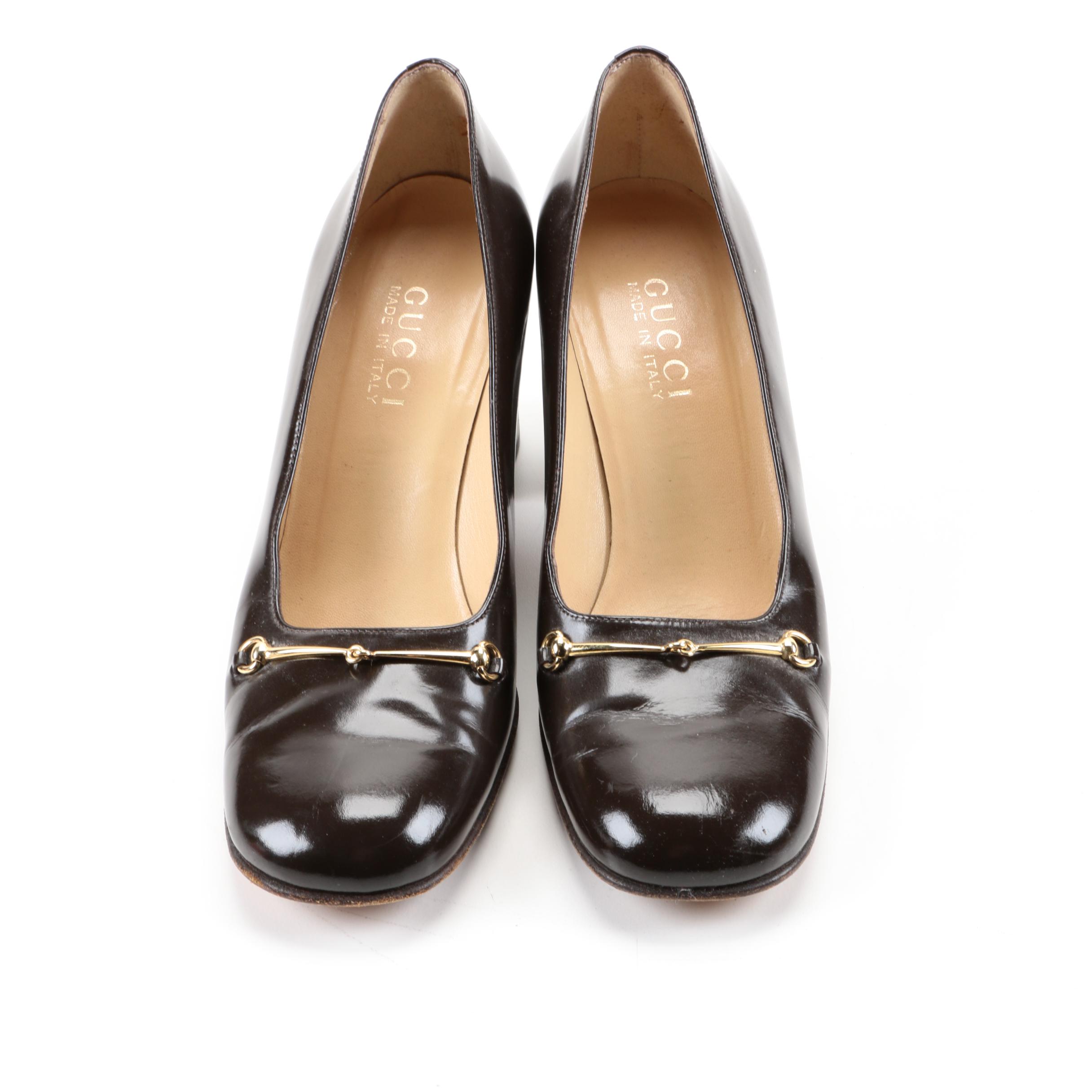 Brown Gucci Loafer Style Heels