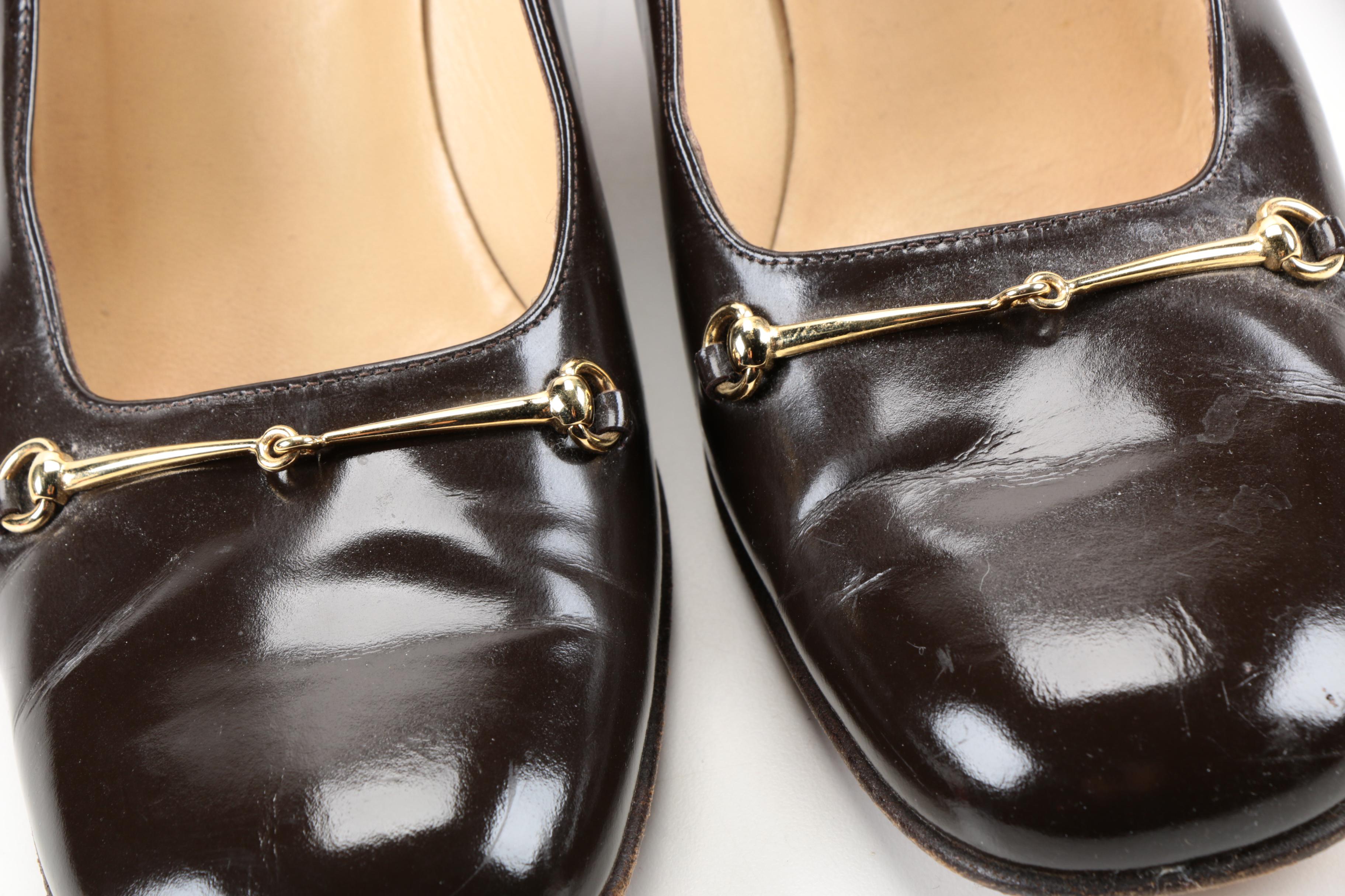 Brown Gucci Loafer Style Heels