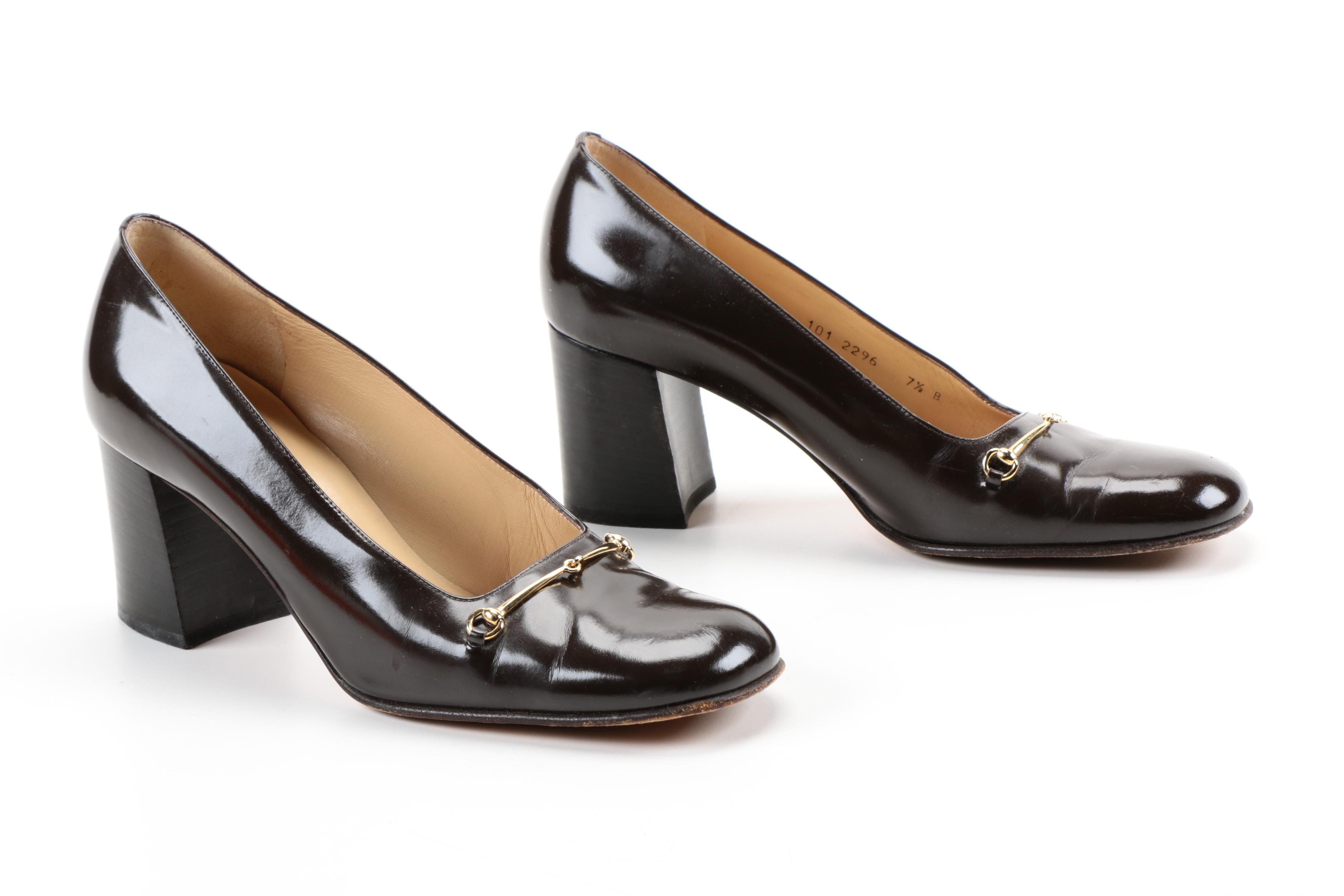 Brown Gucci Loafer Style Heels