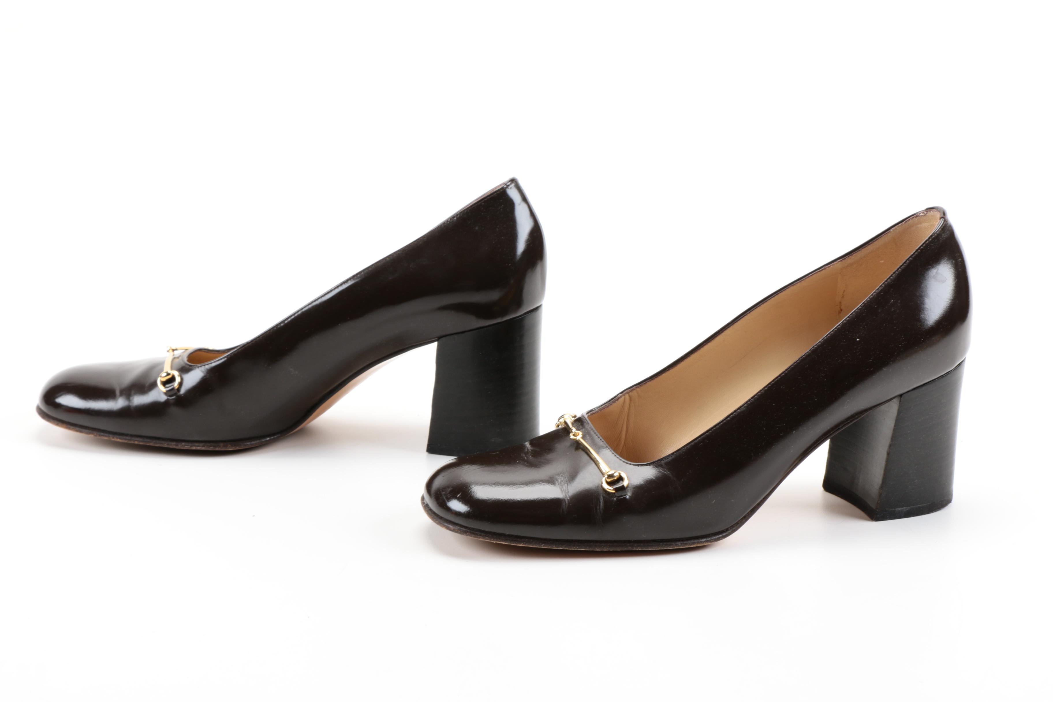 Brown Gucci Loafer Style Heels