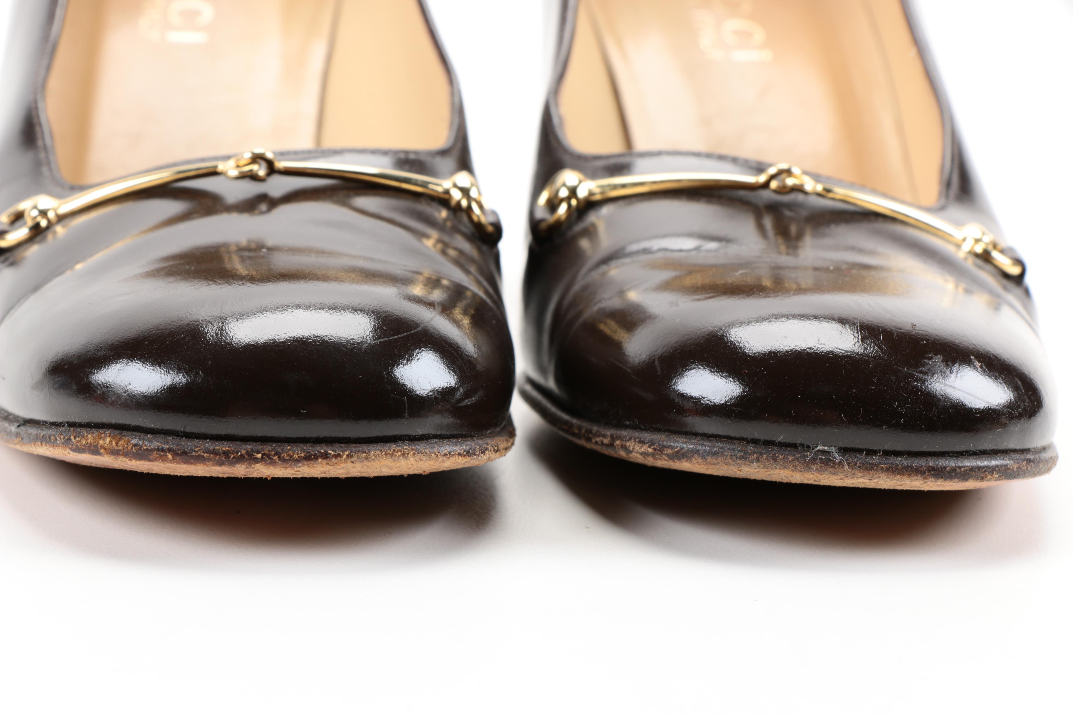 Brown Gucci Loafer Style Heels