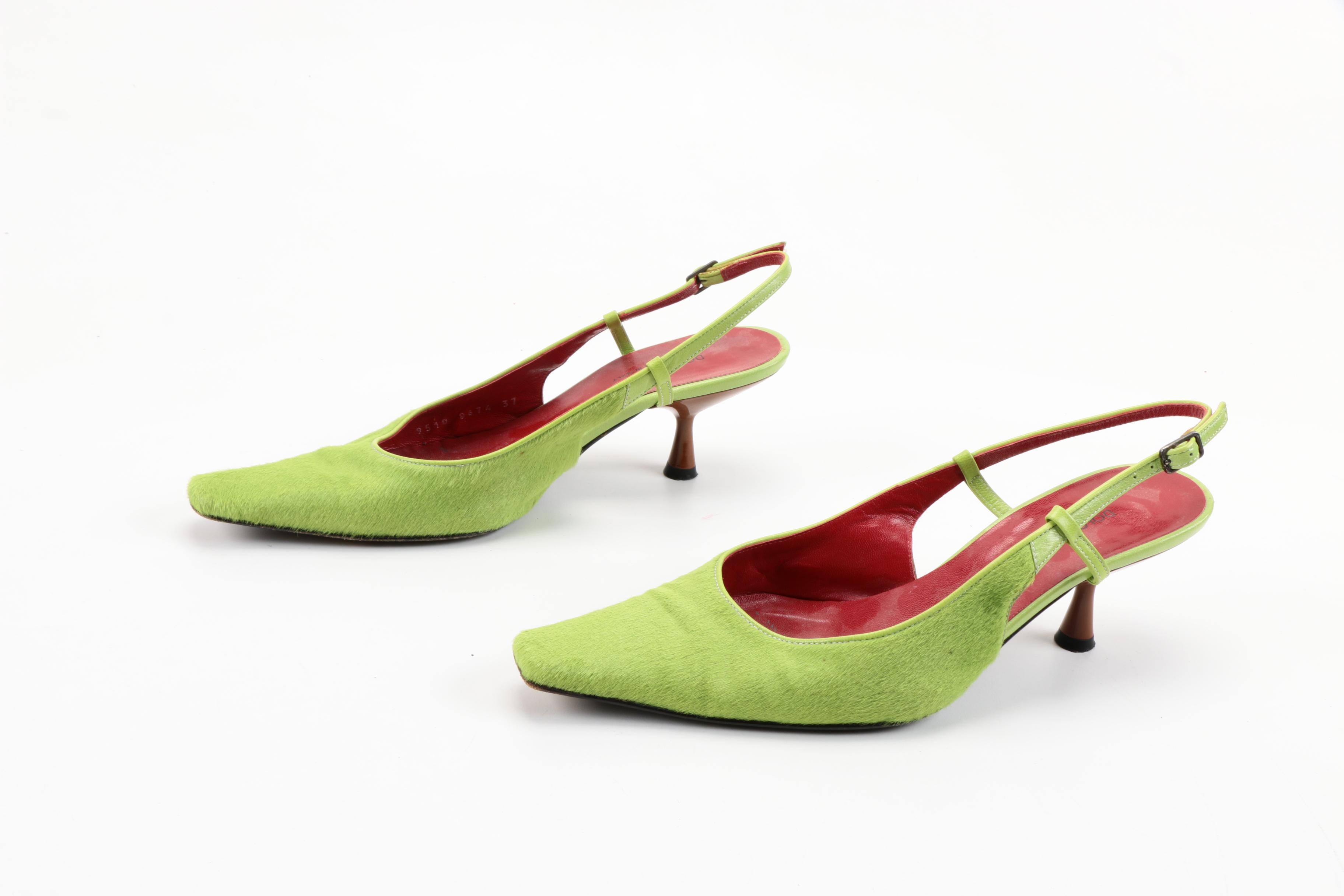 Dolce & Gabbana Pony Hair Chartreuse Green Heels