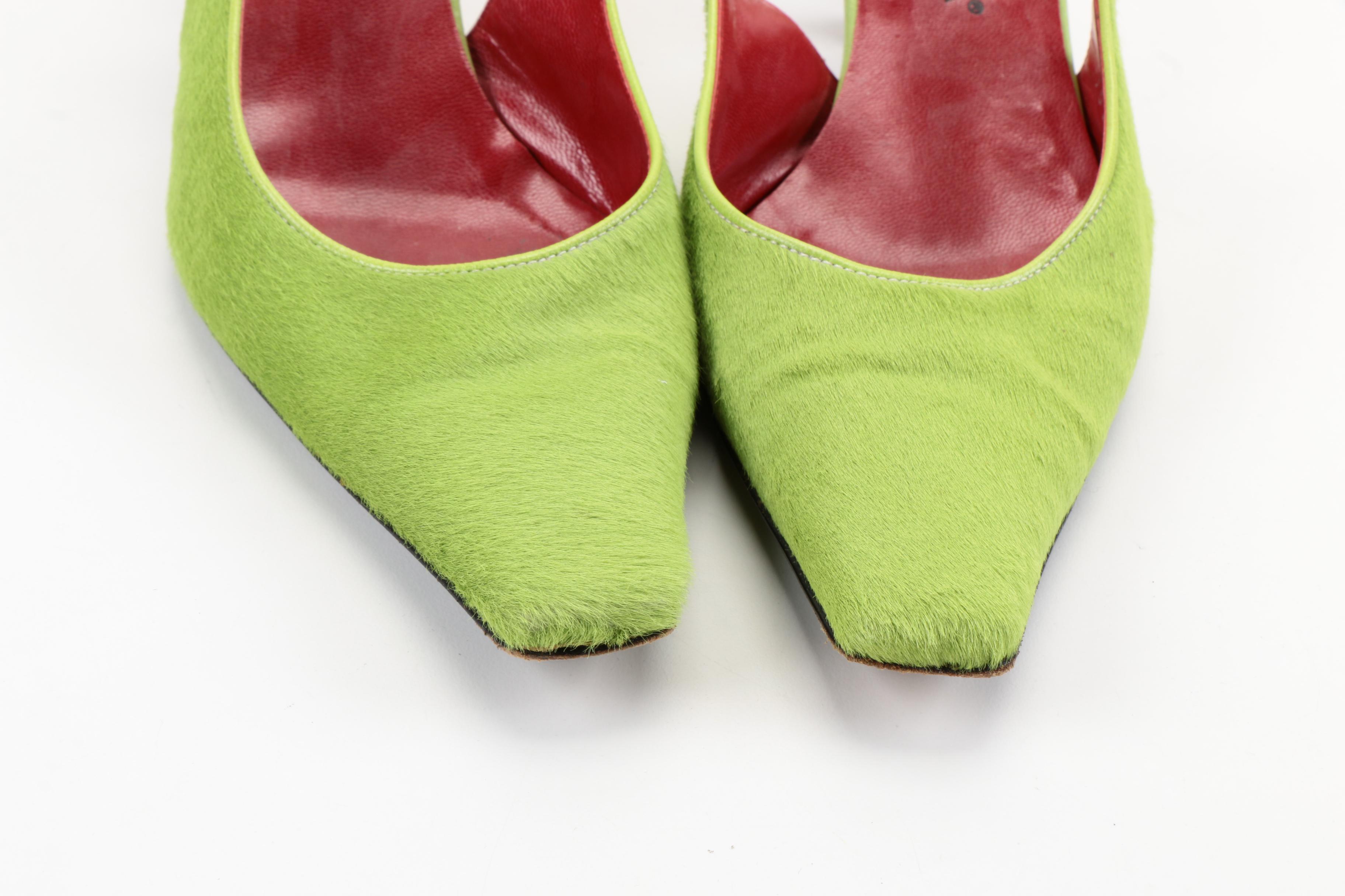 Dolce & Gabbana Pony Hair Chartreuse Green Heels