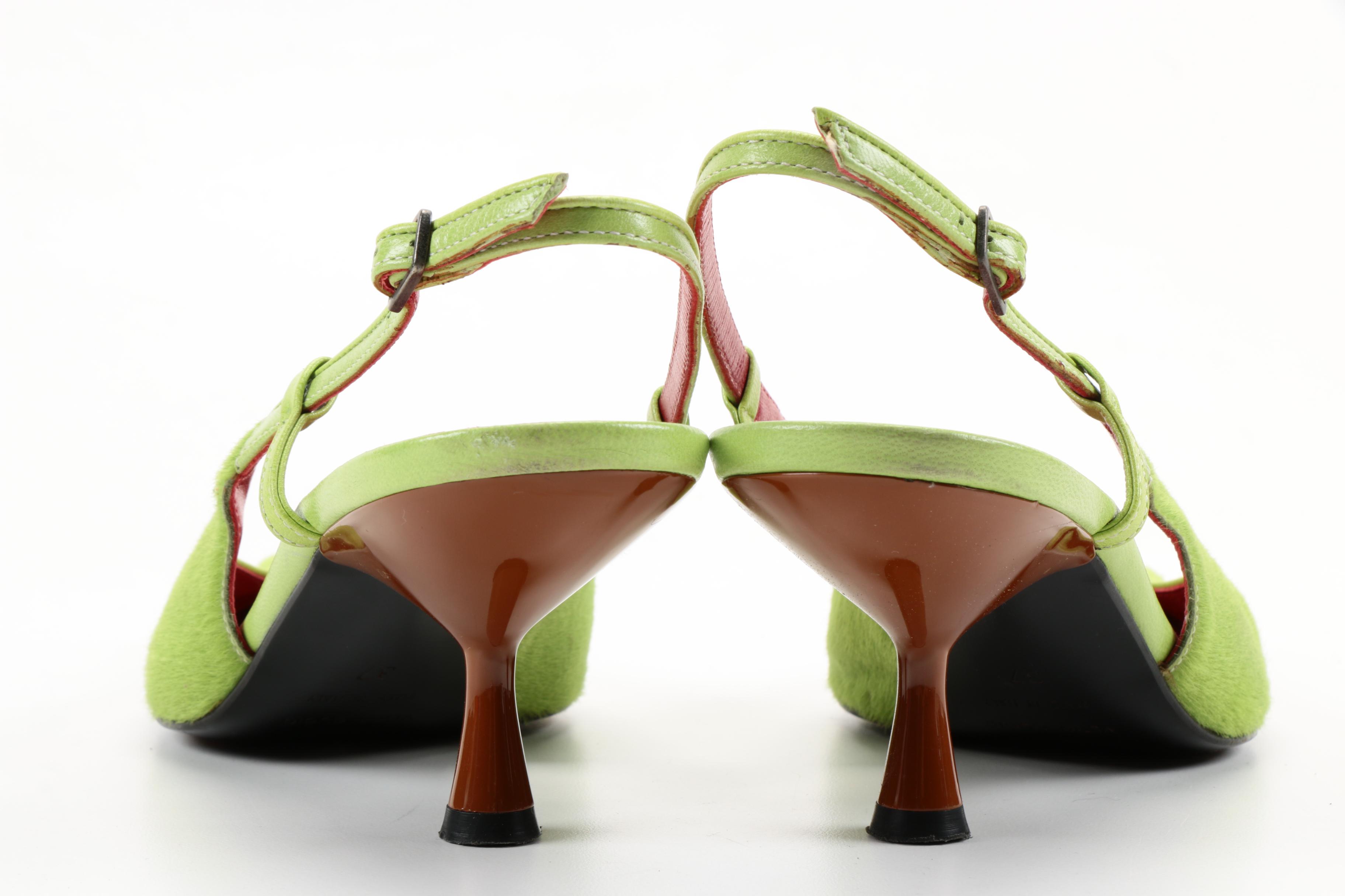 Dolce & Gabbana Pony Hair Chartreuse Green Heels