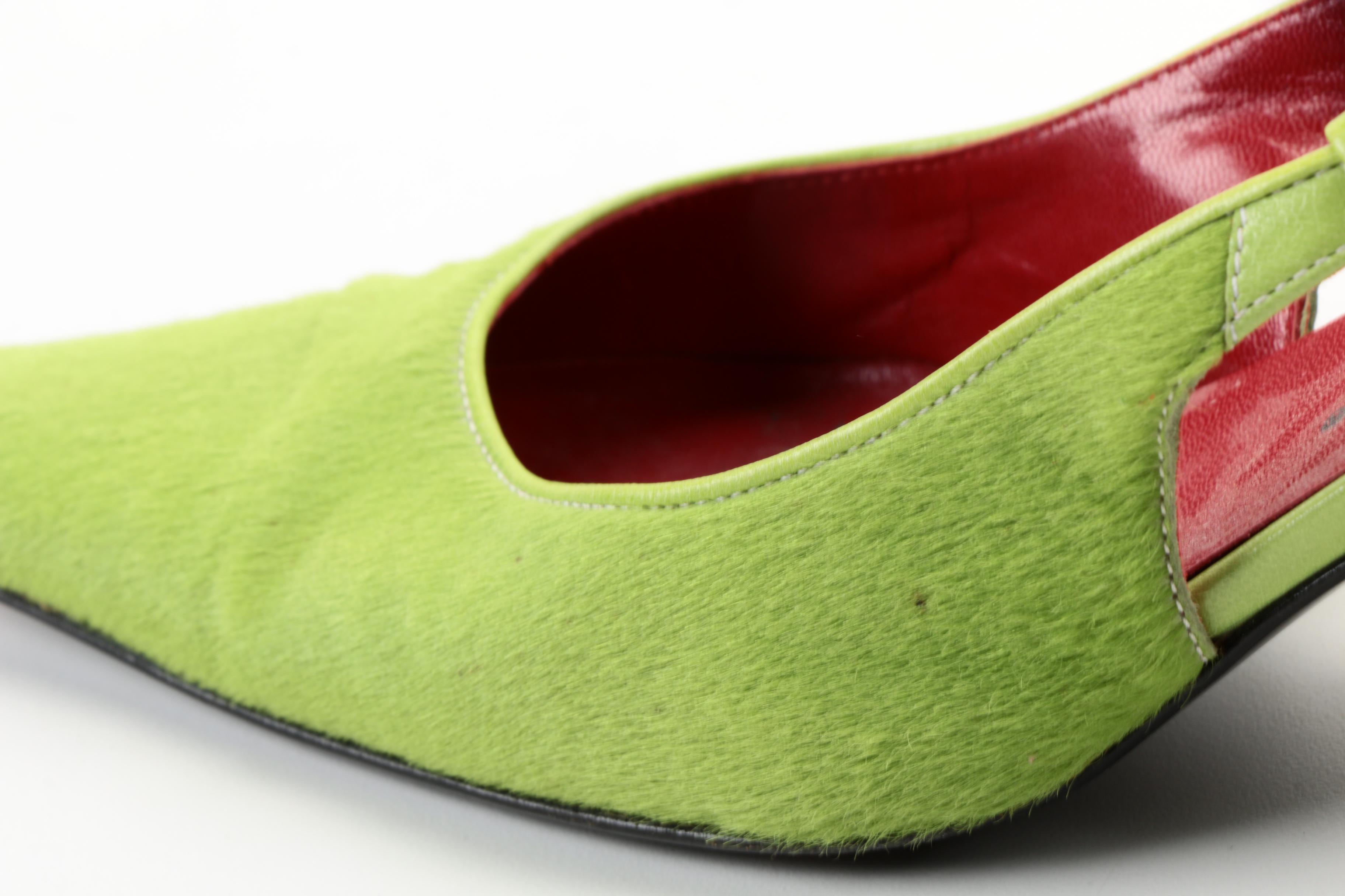 Dolce & Gabbana Pony Hair Chartreuse Green Heels