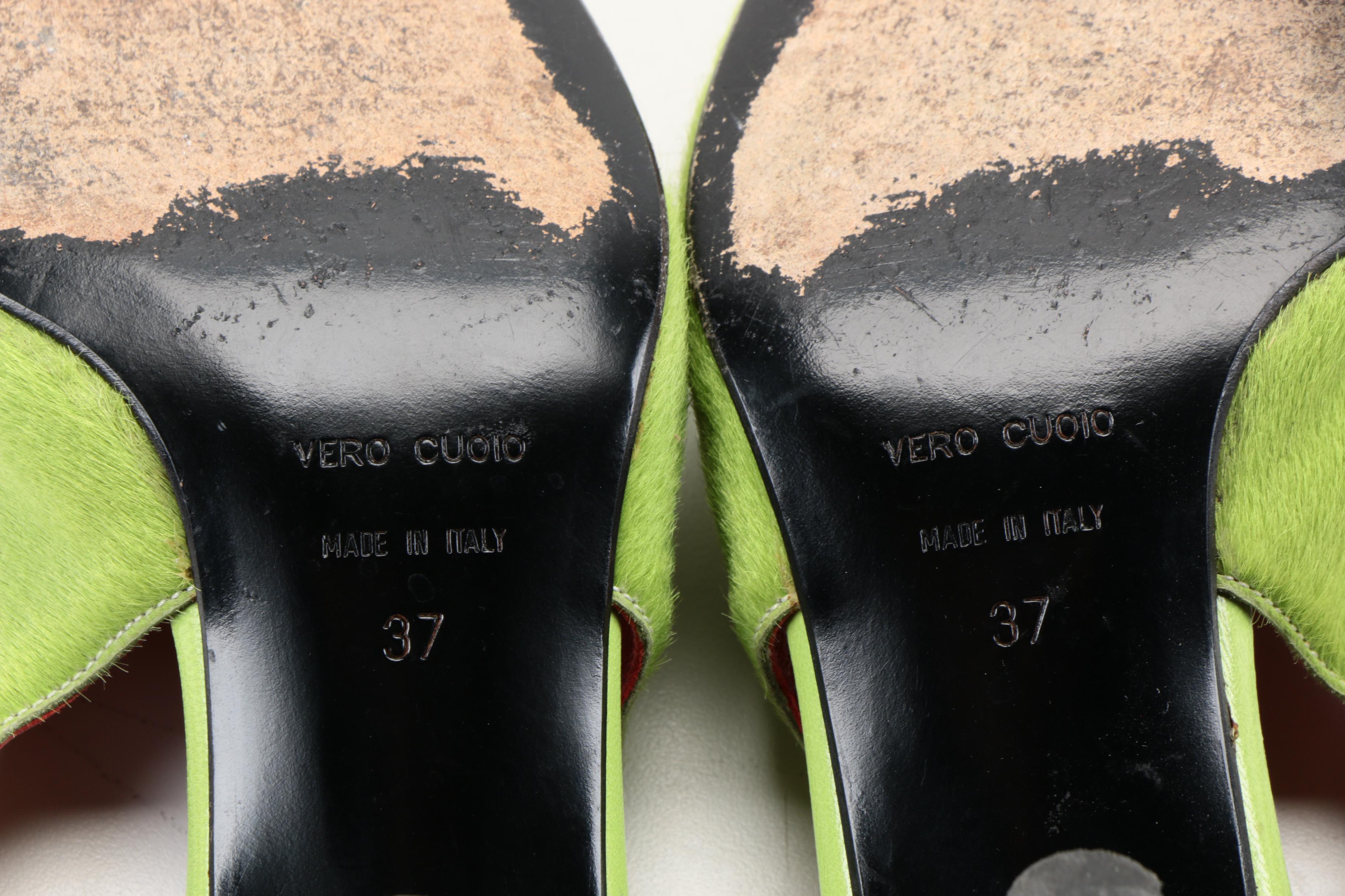 Dolce & Gabbana Pony Hair Chartreuse Green Heels