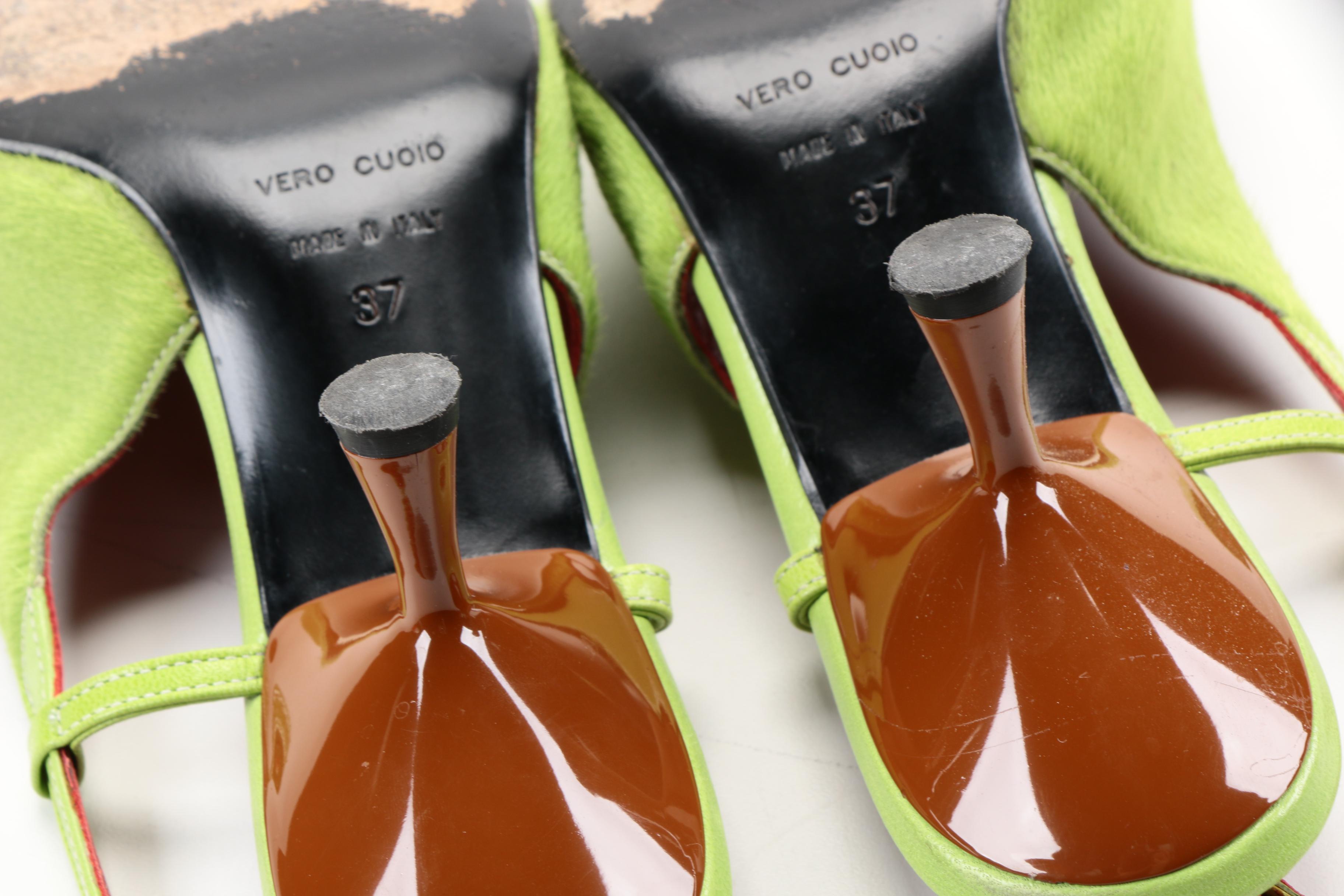 Dolce & Gabbana Pony Hair Chartreuse Green Heels