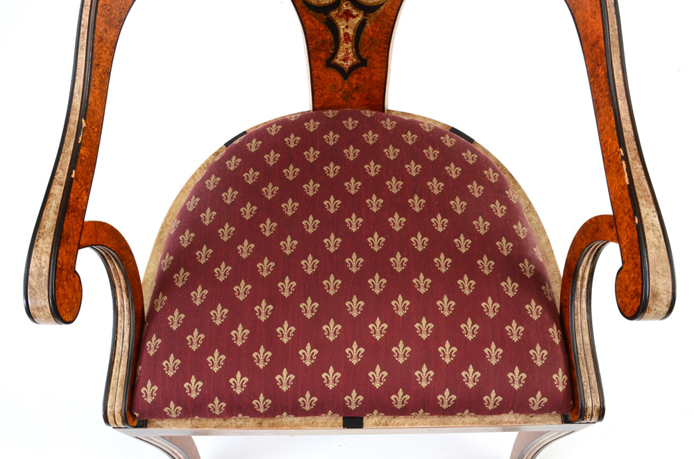 Hand Painted Curved Back Arm Chair By Sherrill